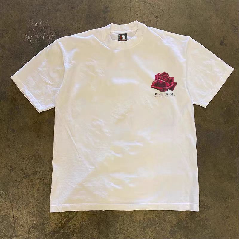 Japanese Brand White rose print vintage cotton t-shirt Size US M / EU 48-50 / 2 - 2 Thumbnail