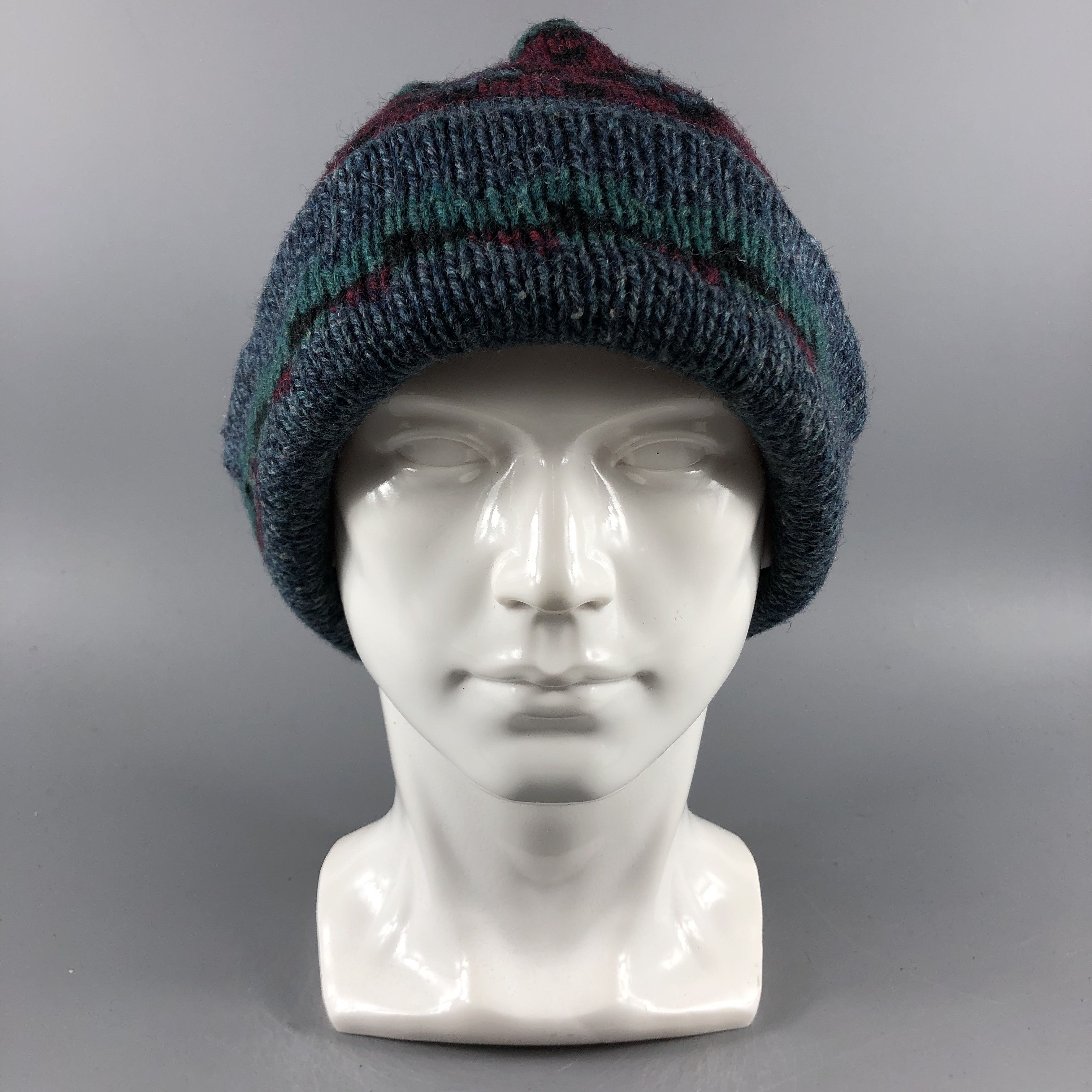image of Vintage Hats Fair Isle Beanie Wool Snow Hat Snow Cap B503, Men's