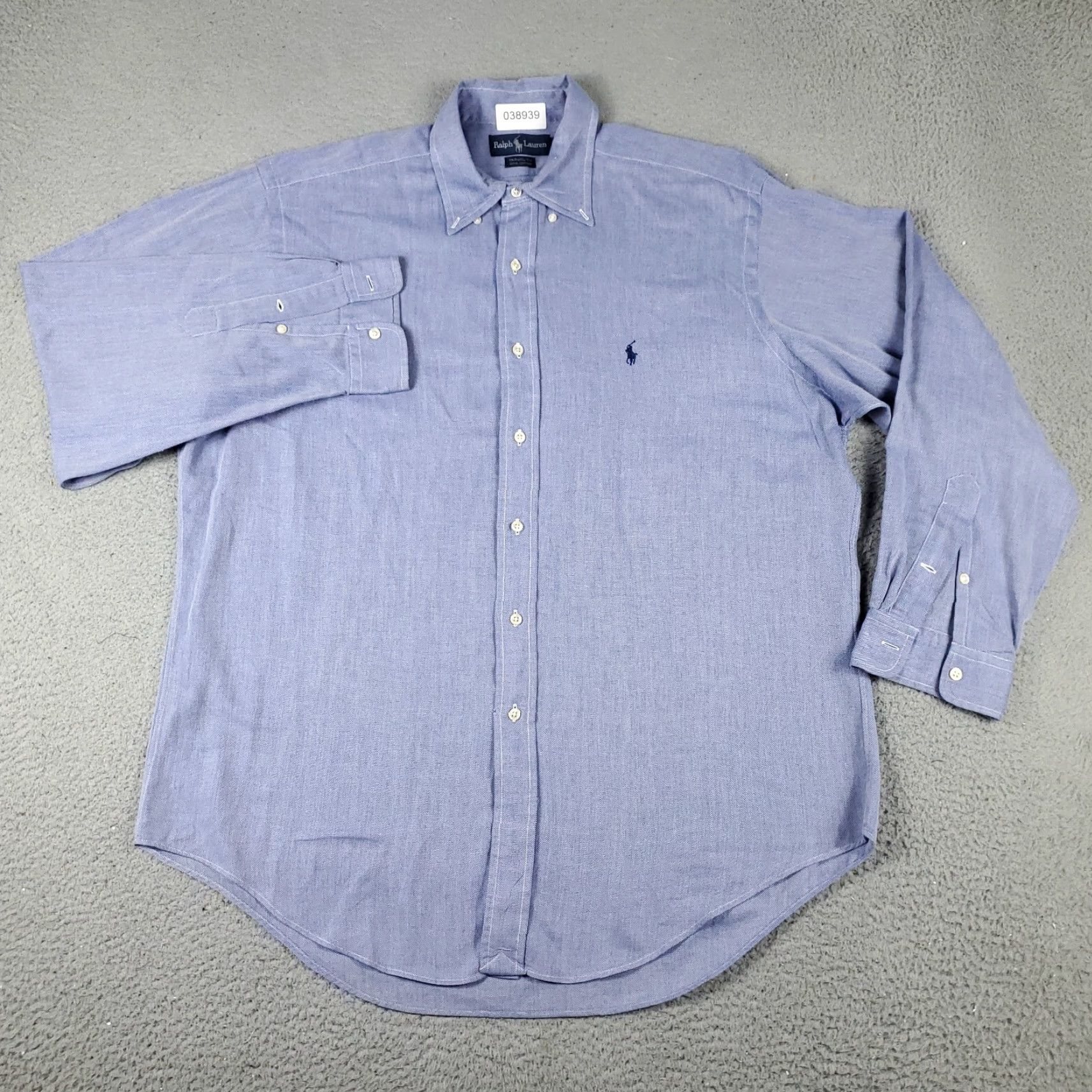 Ralph Lauren Ralph Lauren Shirt Mens 16 Blue Dress Button Up Long Sleeve Casual Workwear 16 in Blue Non-Iron Pockets Size 42R - 3 Thumbnail