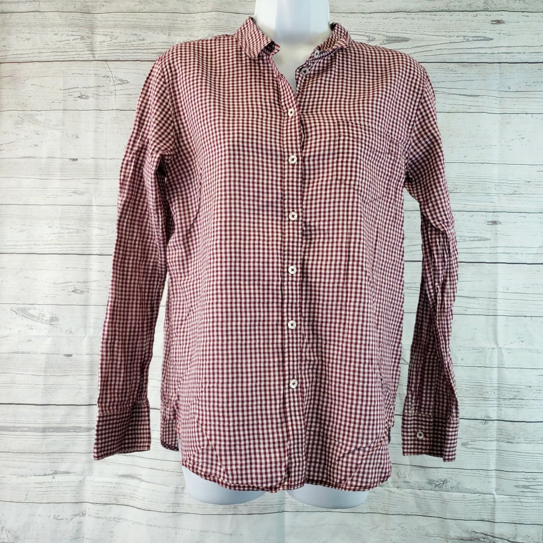Vintage Broadway & Broome Women’s Button-Up Shirt Sz S Red White Gingham Cotton Size S / US 4 / IT 40 - 2 Thumbnail