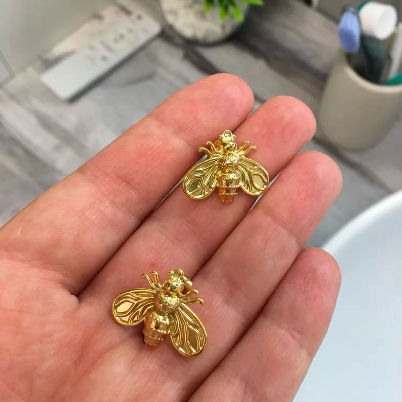 Other Gold Bee Designed Shiny Earrings For Women Size ONE SIZE - 7 Thumbnail