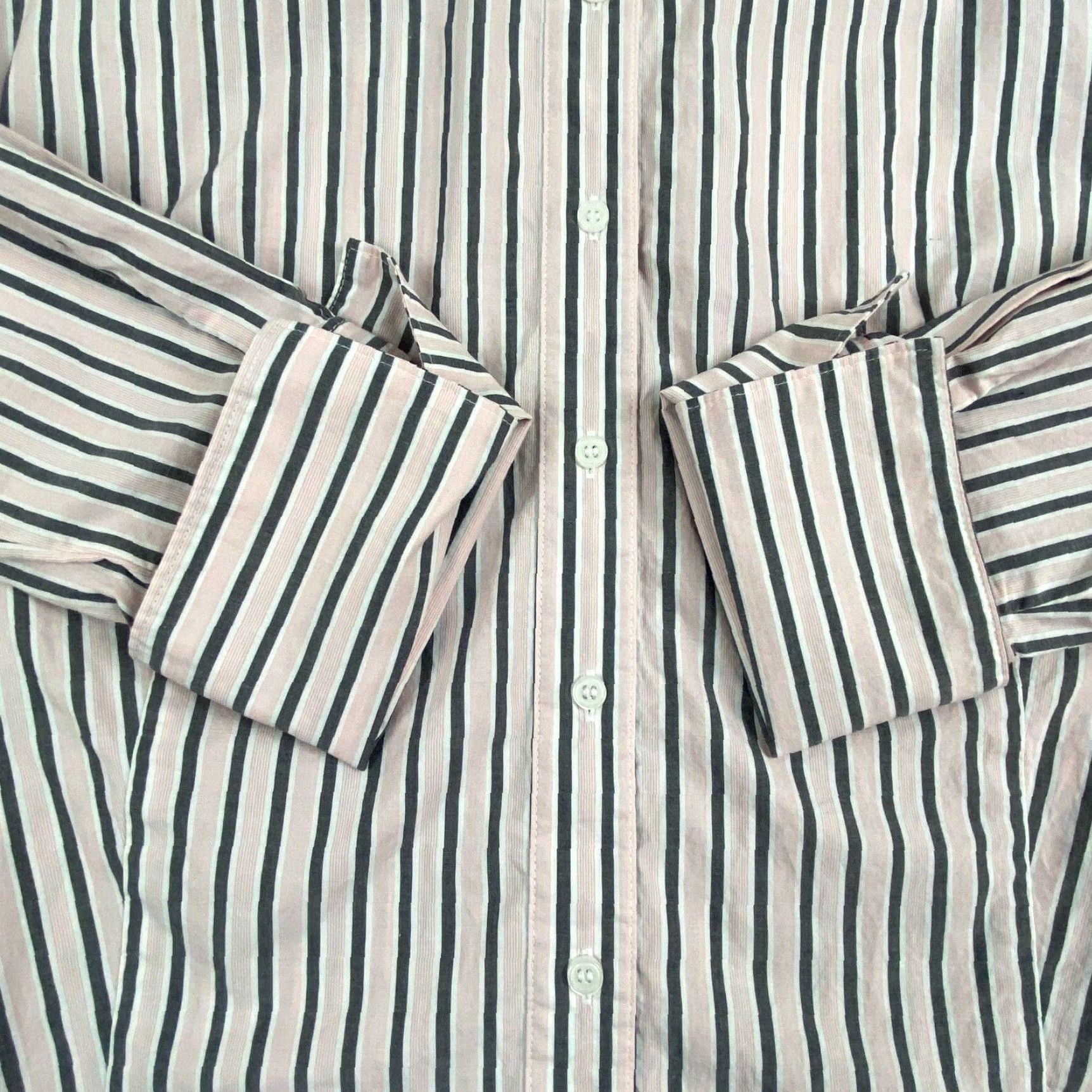 Vintage Lane Bryant Womens Shirt 16 Extra Large Pink Gray Striped Fitted Career Size XXL / US 16-18 / IT 52-54 - 4 Thumbnail