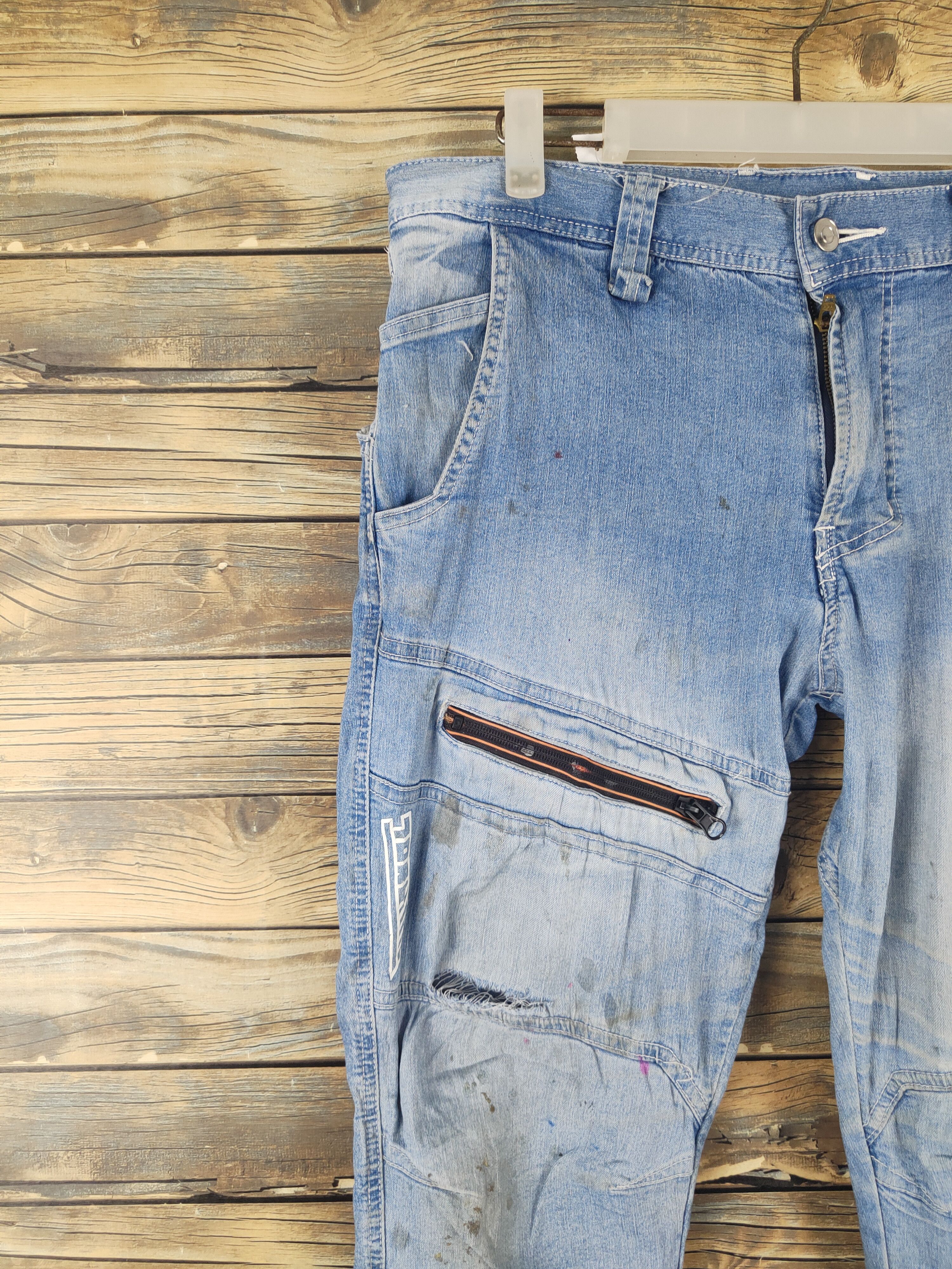 Japanese Brand Toraichi Blue Distressed Ripped Jogger Jeans #W1998 Size US 32 / EU 48 - 4 Thumbnail
