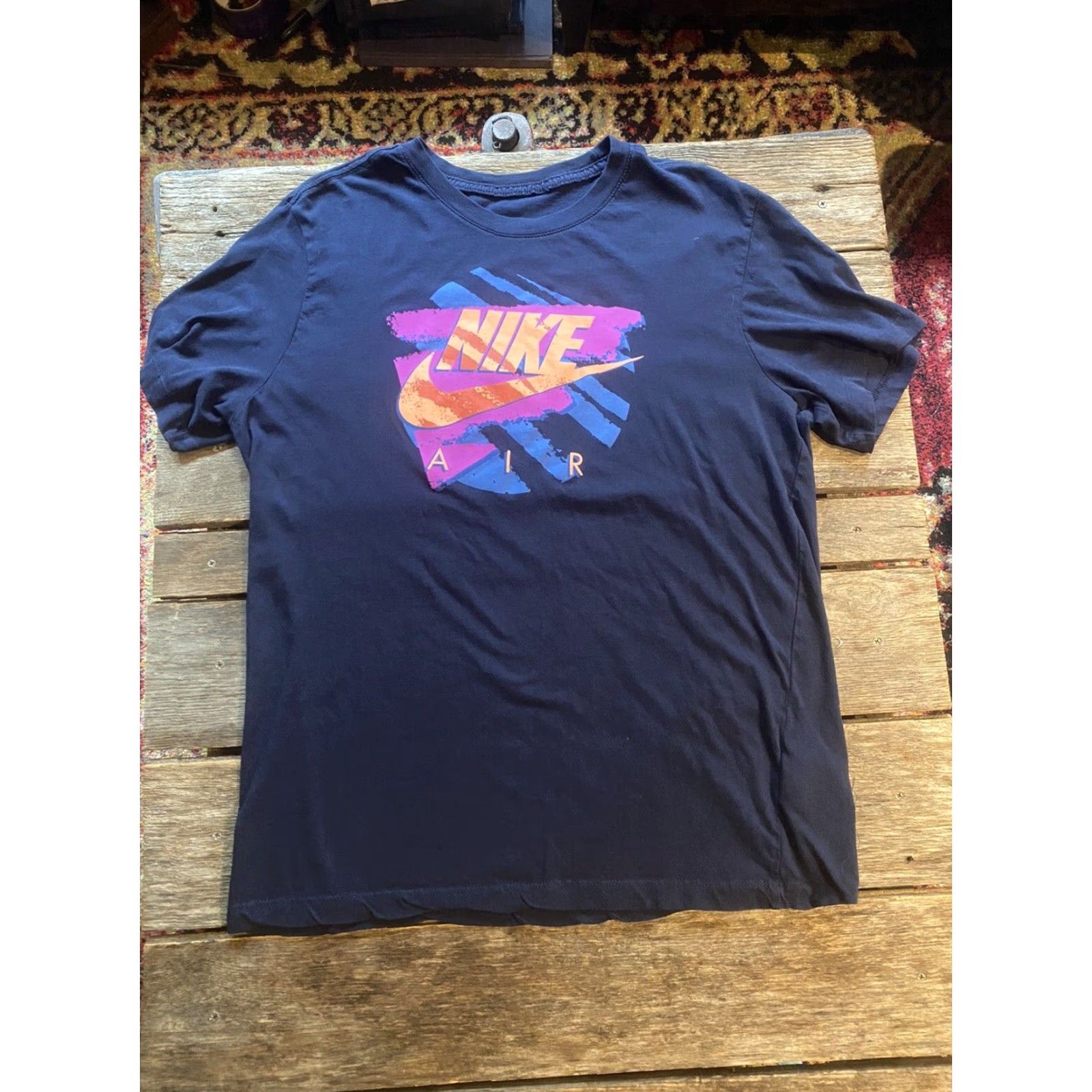 Nike Nike Air T-Shirt Men L Dark Blue Retro Logo Shirt Tee Athletic Fit Short Sleeve Crew Neck Logo 90s? Size US L / EU 52-54 / 3 - 2 Thumbnail