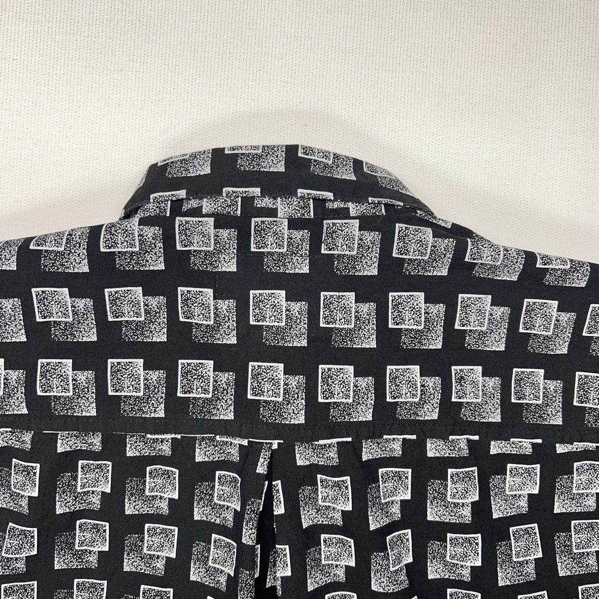 Vintage Vincente Nesi Button Up Shirt Black Print Geometric Squares Size US L / EU 52-54 / 3 - 13 Thumbnail