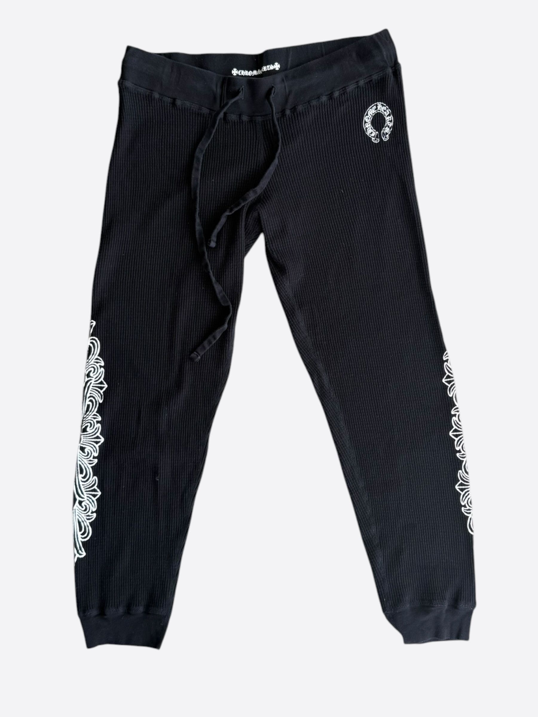 Chrome Hearts Black & White Horseshoe Logo Thermal Sweatpants Size US 32 / EU 48 - 1 Thumbnail