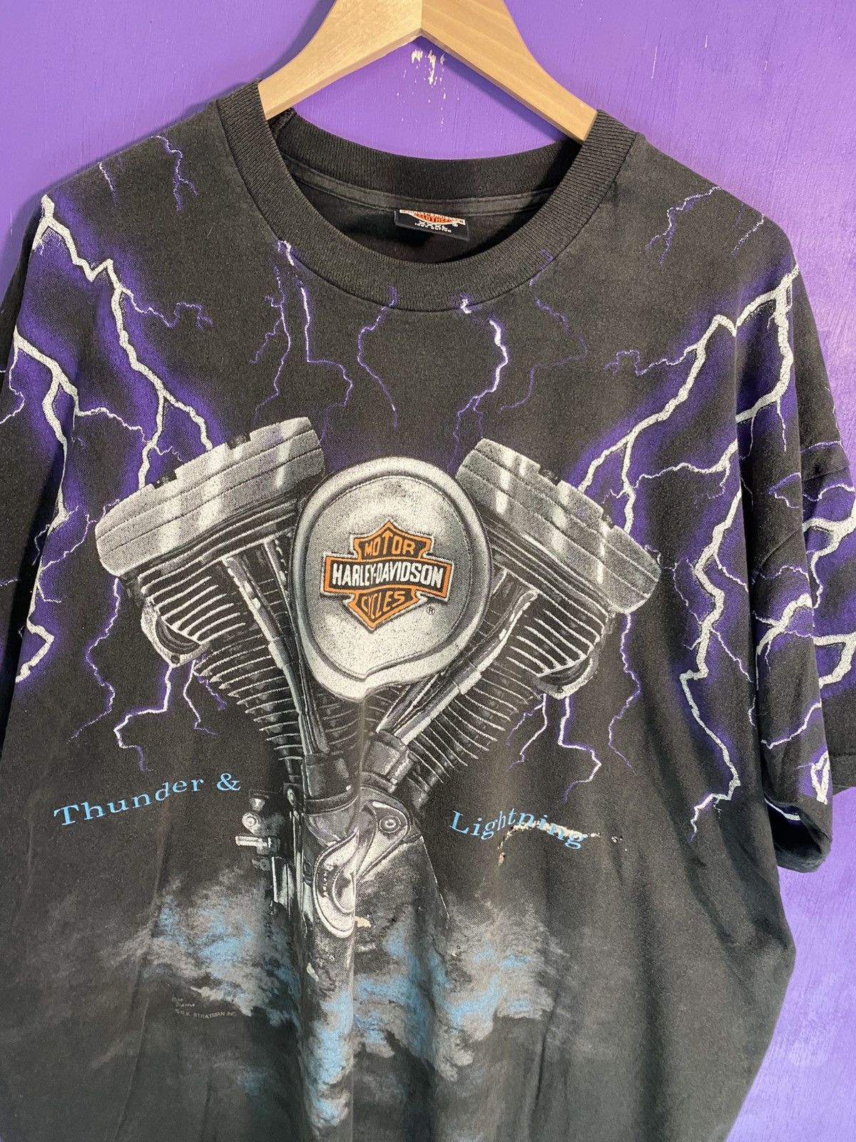 Harley Davidson Vintage 90s Harley davidson lightning AOP t-shirt Size US XXL / EU 58 / 5 - 3 Thumbnail