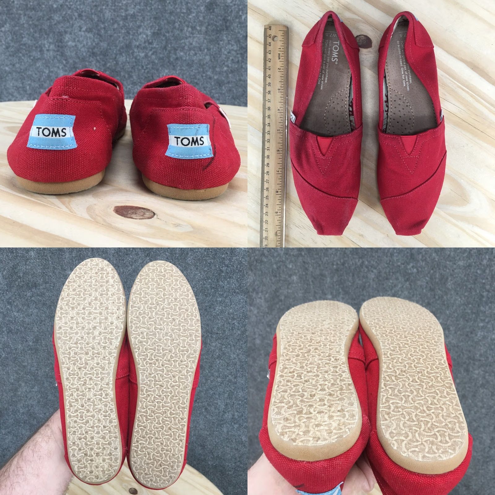 Toms TOMS Alpargata Slip-On Flats Womens 7.5 Red Canvas Casual Comfort Low Top Shoes Size M / US 6-8 / IT 42-44 - 8 Thumbnail