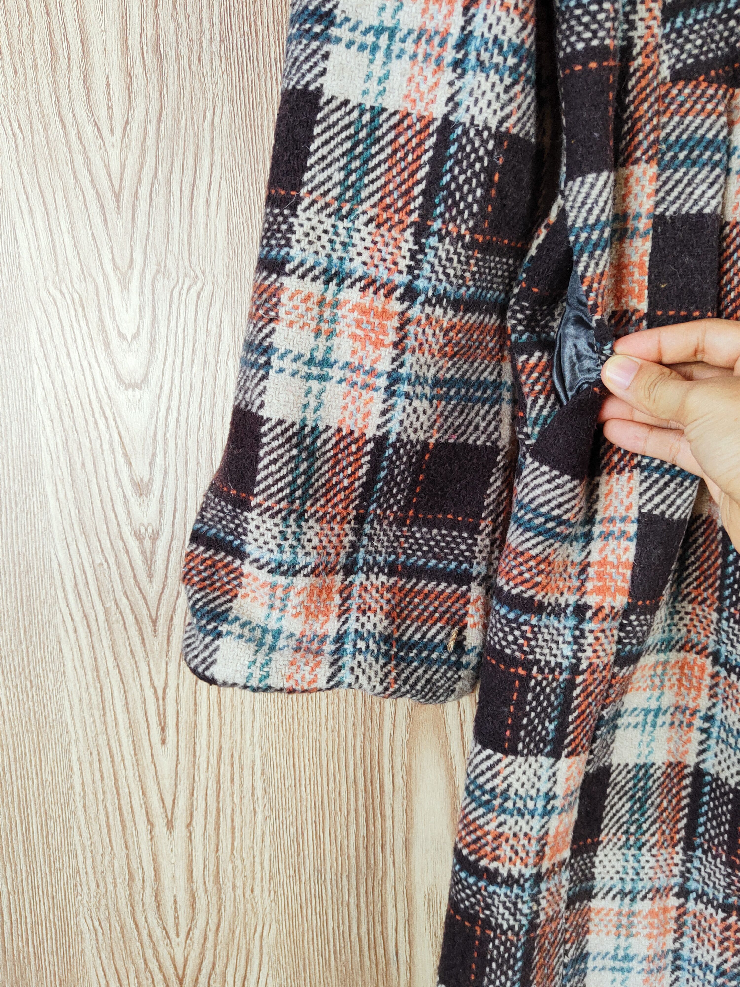 Homespun Knitwear × Japanese Brand × Vintage Japan checkered parkas Brown Knitwear Long Jackets #W584 Size S / US 4 / IT 40 - 4 Thumbnail
