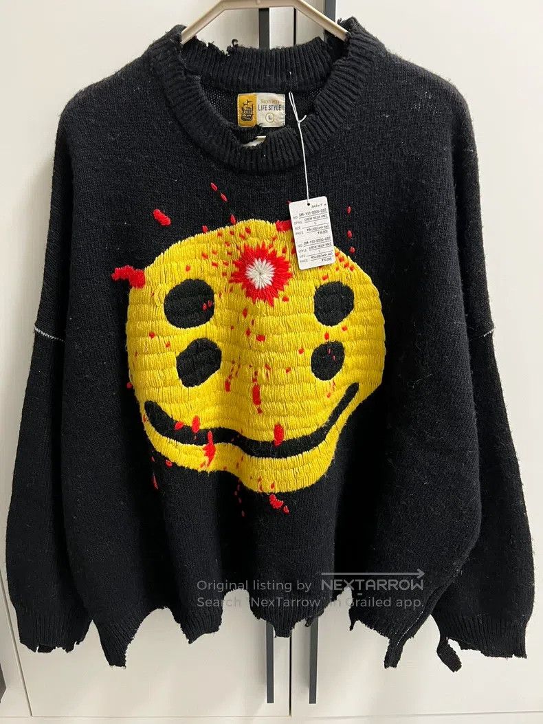 Saint Michael Saint Michael Shot Smiley Face Destroys Sweater Size US L / EU 52-54 / 3 - 1 Thumbnail