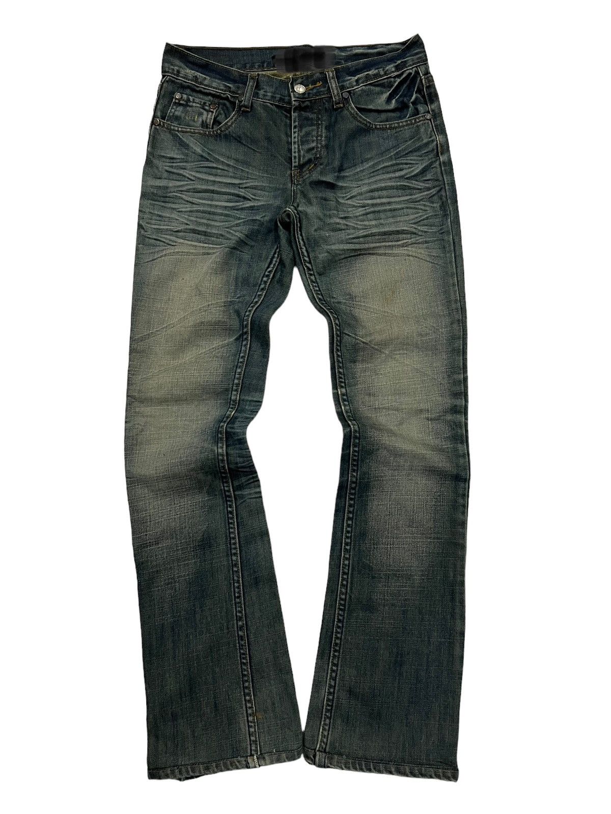 image of If Six Was Nine x Le Grande Bleu L G B Tornado Mart Mud Wash Wolf Cut Denim Flared in Mud Black (Si