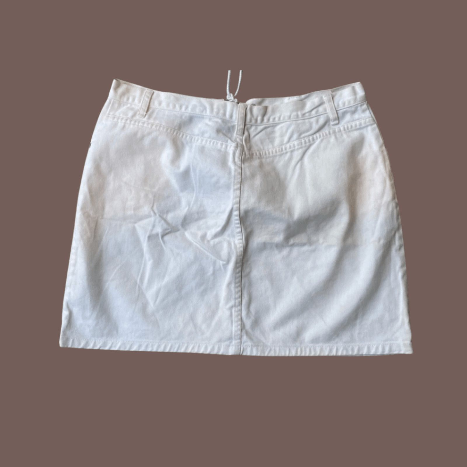 Vintage VTG Mini Skirt | Limited Jeans Lace-Up White | Y2K Retro Size 36" / US 14 / IT 50 - 1 Thumbnail