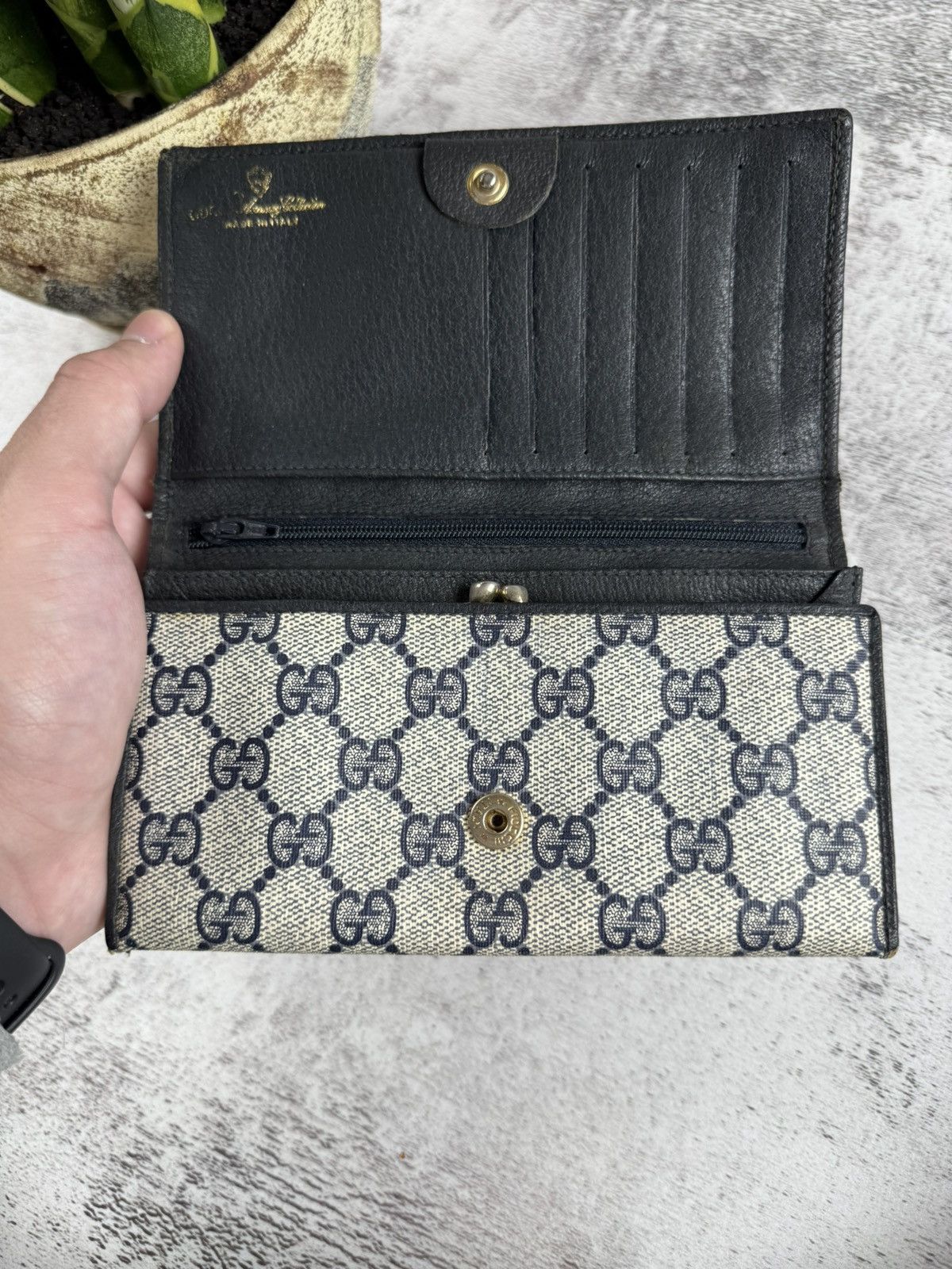 Gucci Gucci GG Canvas Made in Italy Beige Vintage Unisex Authentic Monogram Big Wallet Size ONE SIZE - 7 Thumbnail