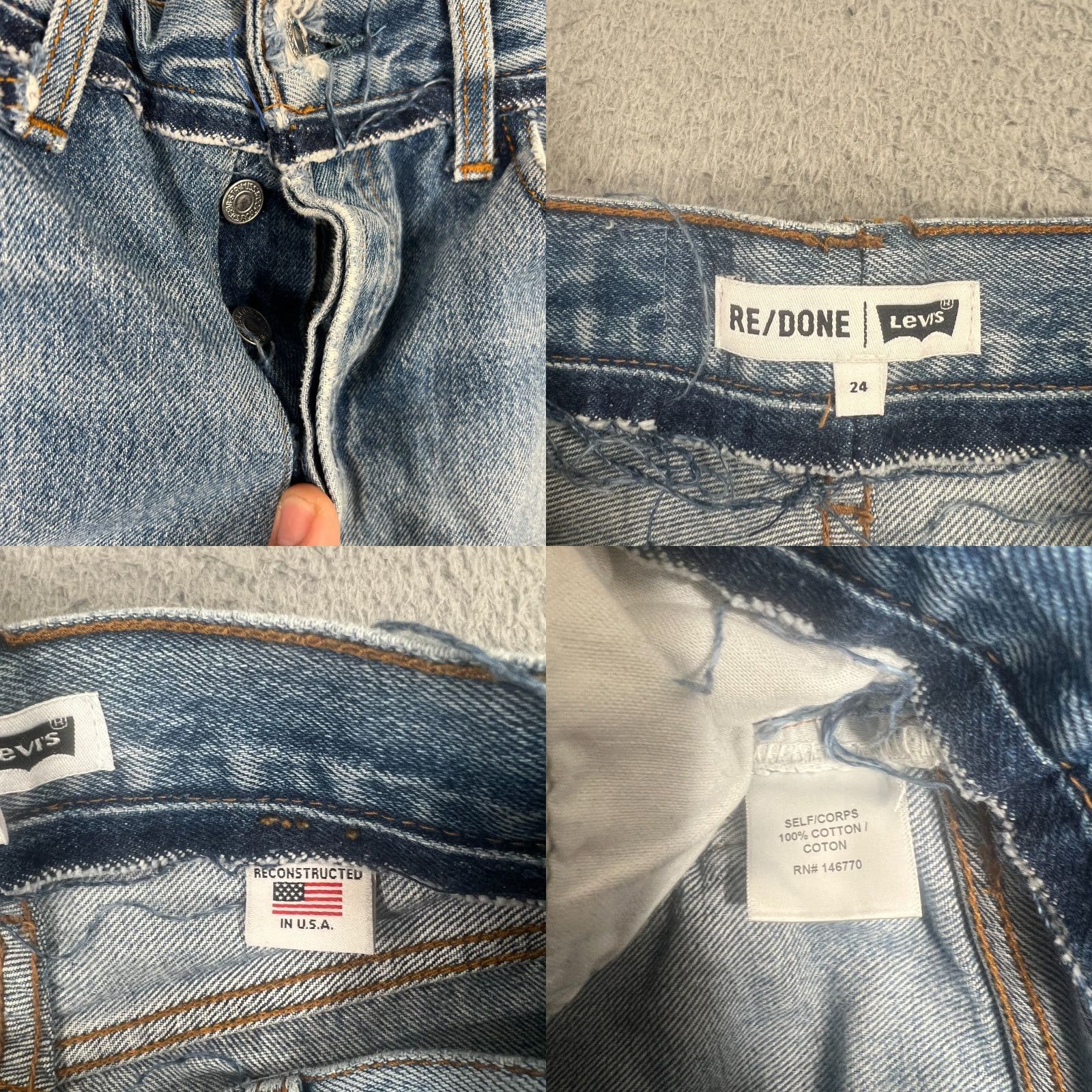 Vintage VINTAGE RE/DONE Levi's Women's Denim Boy Shorts Size 24 Cut-Off USA Size 42" / US 20 - 8 Thumbnail