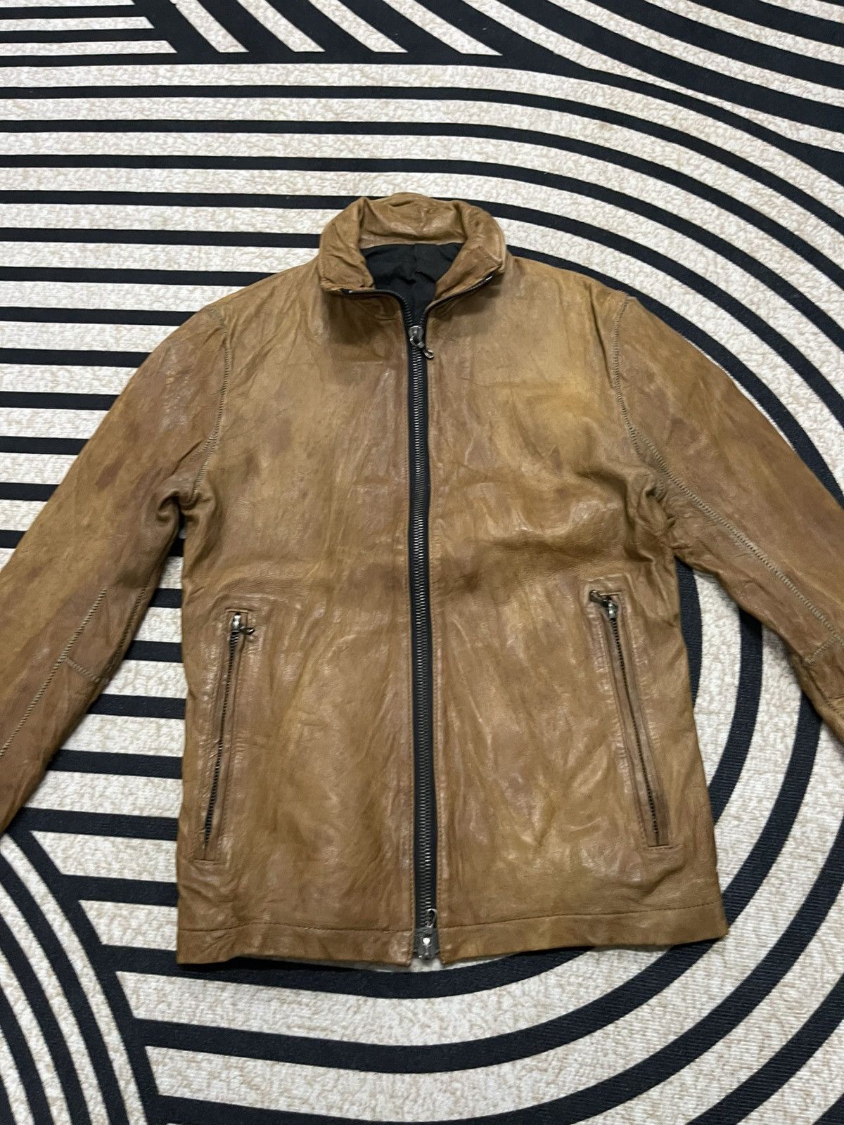 Shellac 2000s SHELLAC SHEEP SKIN BIKER LEATHER JACKET RARE Size US S / EU 44-46 / 1 - 6 Thumbnail