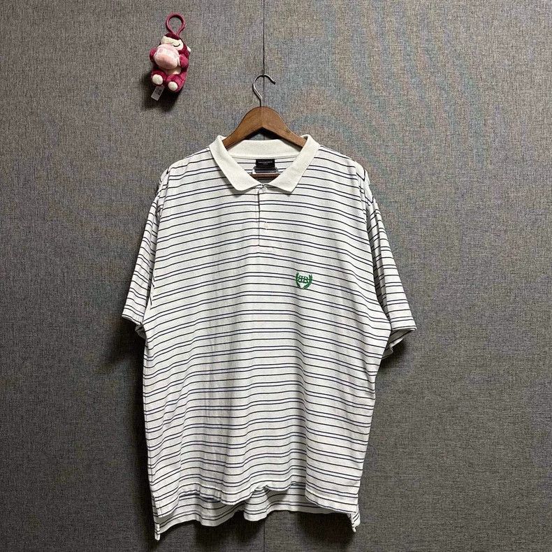 Balenciaga Balenciaga Striped Full Print Polo Shirt Double B Wheat 99 Size US M / EU 48-50 / 2 - 1 Thumbnail