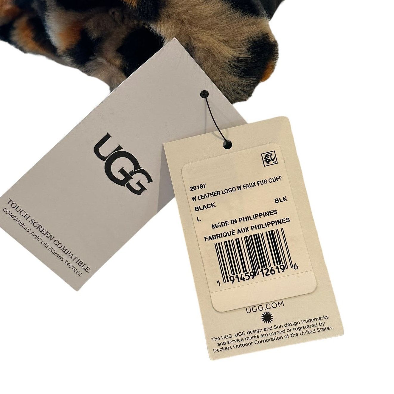 Ugg UGG Logo Leather Faux Fur Cuff Gloves L (Runs small in size) Size ONE SIZE - 12 Thumbnail