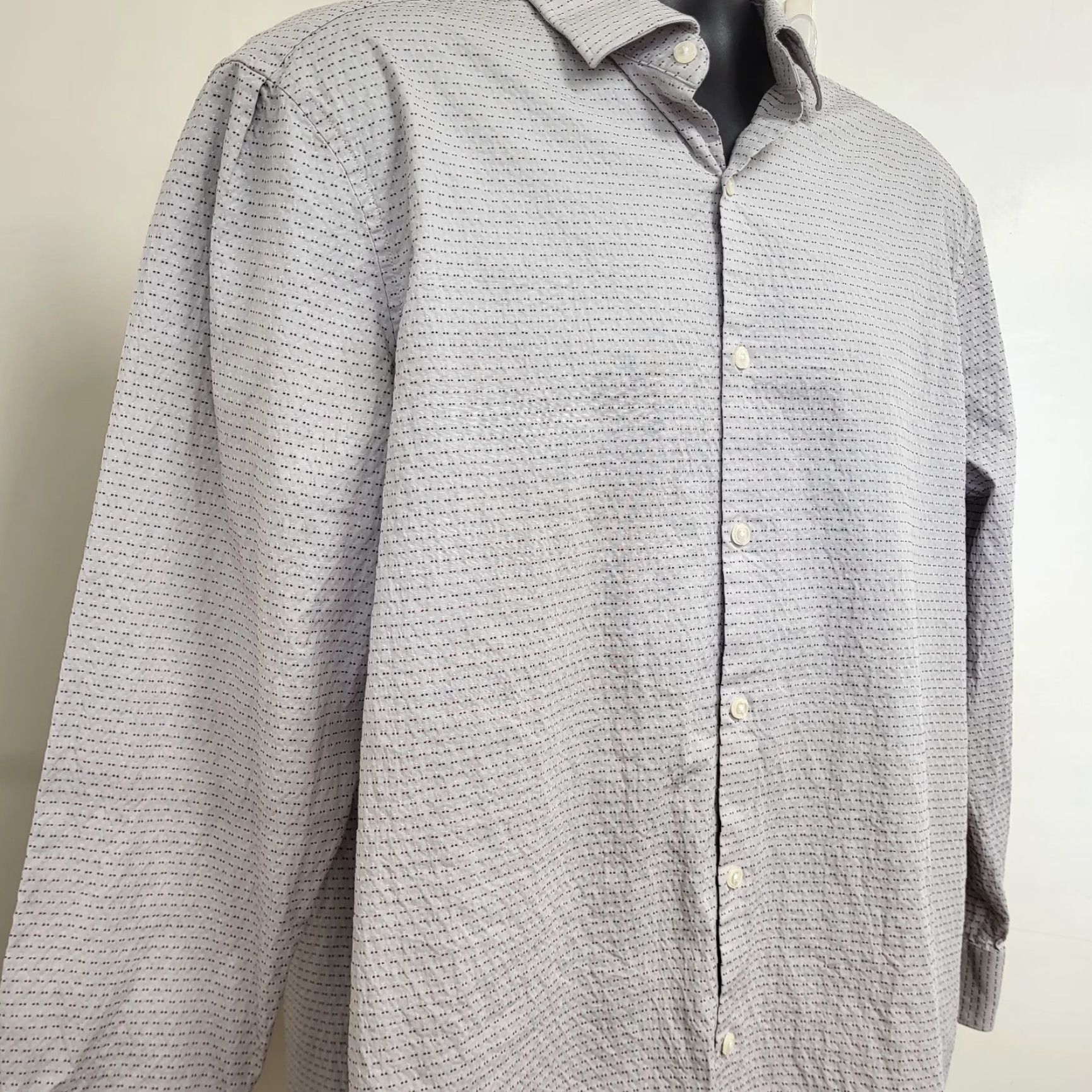 Perry Ellis Perry Ellis Portfolio Shirt Mens XL Beige Tiny Dots Button-Up Slim Fit Geometric Pattern Casual Men's Regular Size XLarge Size US XL / EU 56 / 4 - 3 Thumbnail