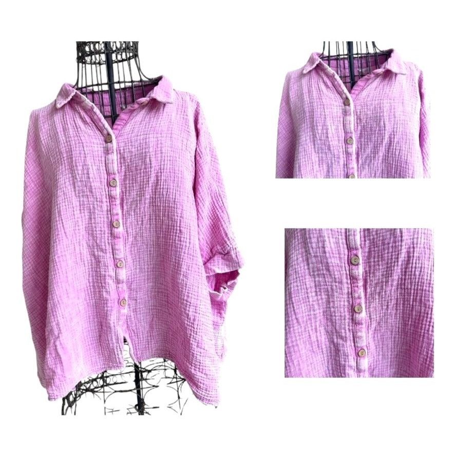 Other Zanana Hi Low Gauge Shirt Sz L XL Lilac Pink Distressed Butt Size XL / US 12-14 / IT 48-50 - 2 Thumbnail