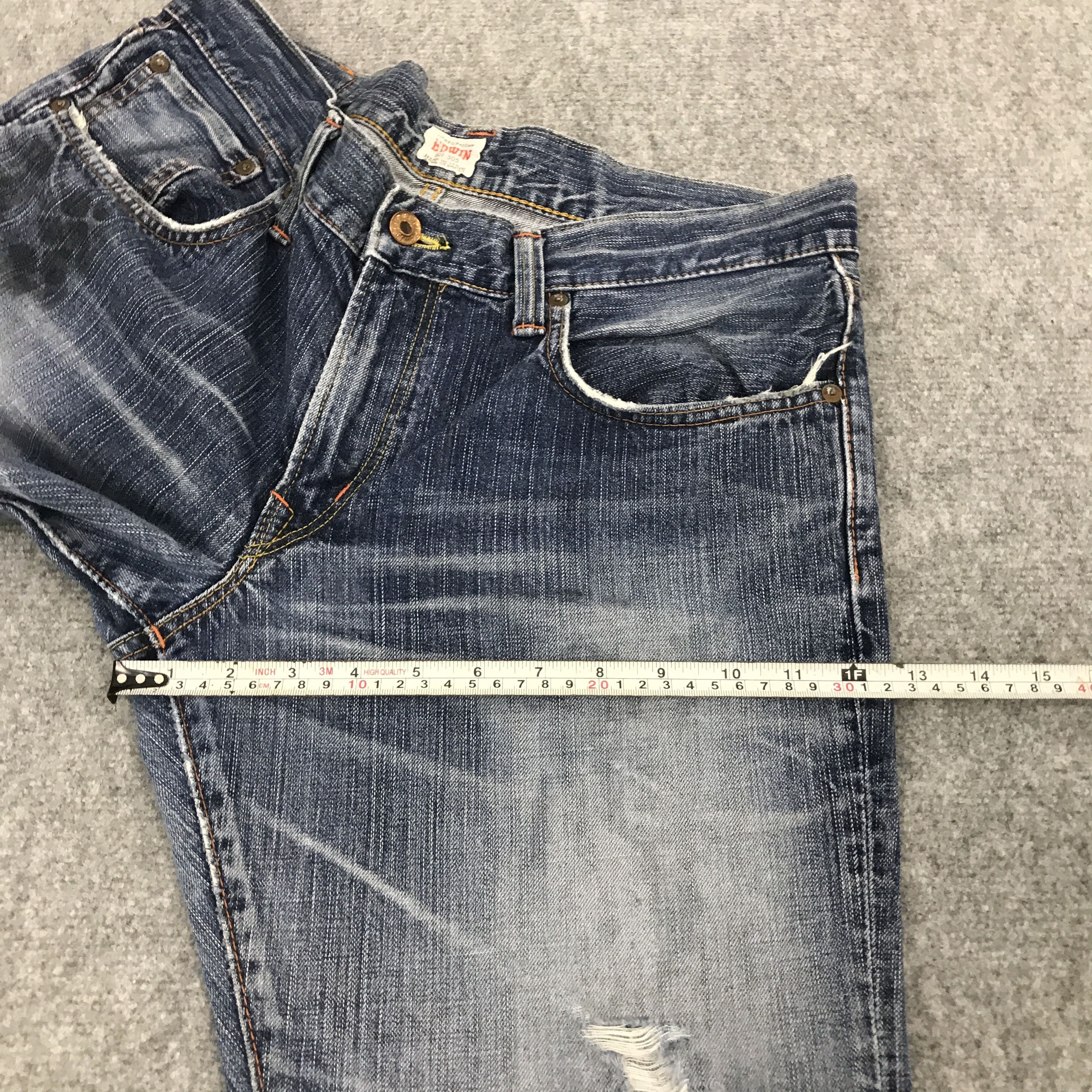 Edwin FLARE SNAKE DESIGN EDWIN DISTRESSED PATCHWORK BOOTCUT PANTS Size US 32 / EU 48 - 11 Thumbnail