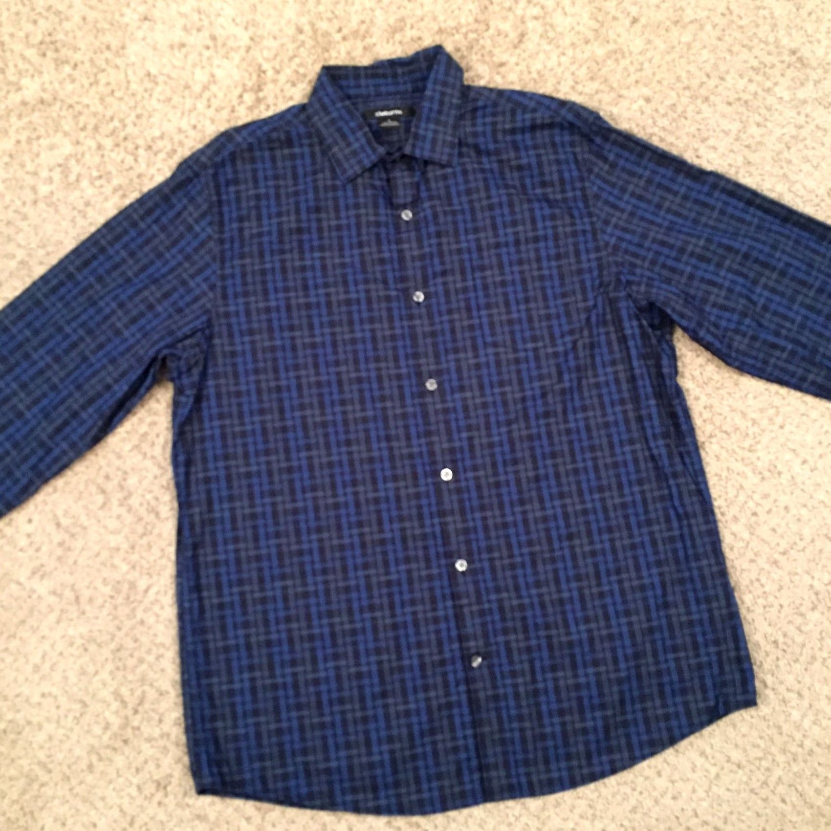 Liz Claiborne Claiborne Shirt Mens Large Blue Plaid Long Sleeve Button Up Size US L / EU 52-54 / 3 - 5 Thumbnail