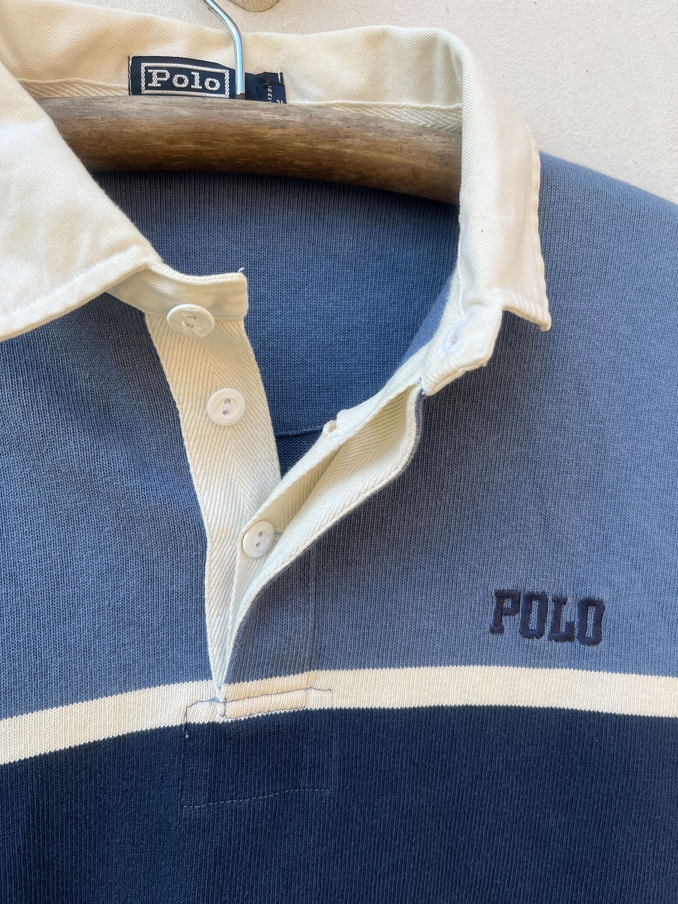 Polo Ralph Lauren Vintage Ralph Lauren Border Striped Rugby Polo 90s Rap Size US XL / EU 56 / 4 - 2 Thumbnail