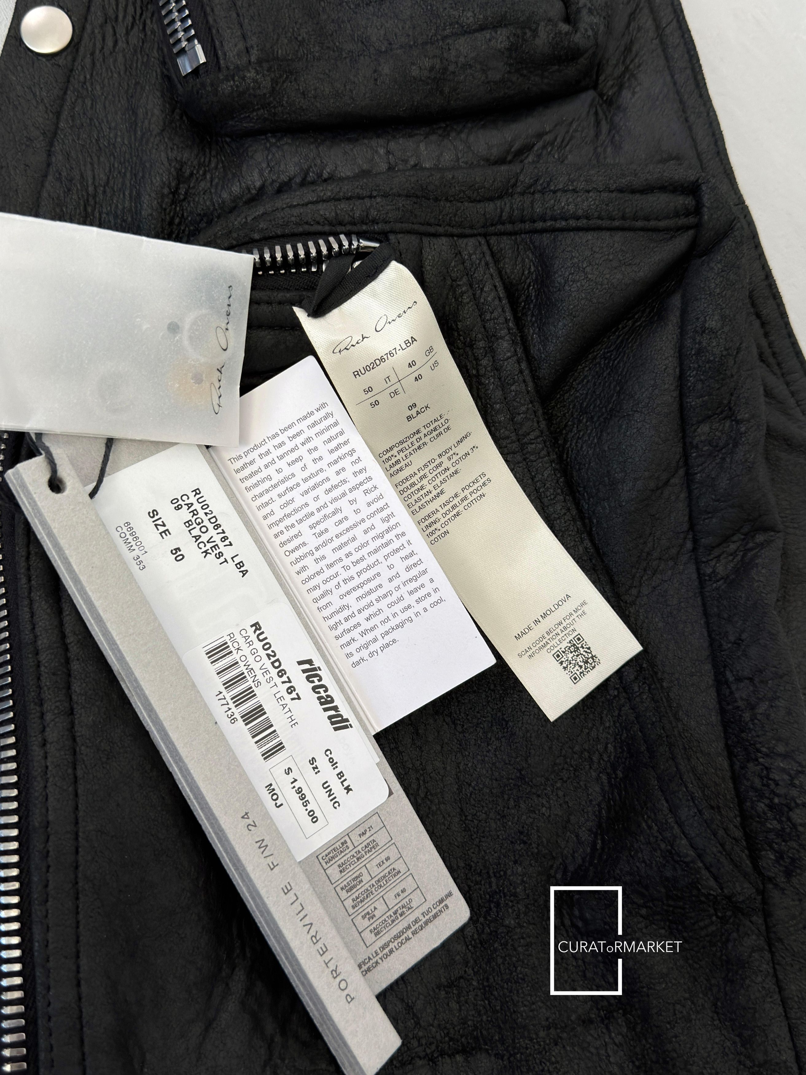 Rick Owens EU50 Zip Blistered Lamb Leather Cargo Vest FW24 Porterville Size US M / EU 48-50 / 2 - 12 Thumbnail
