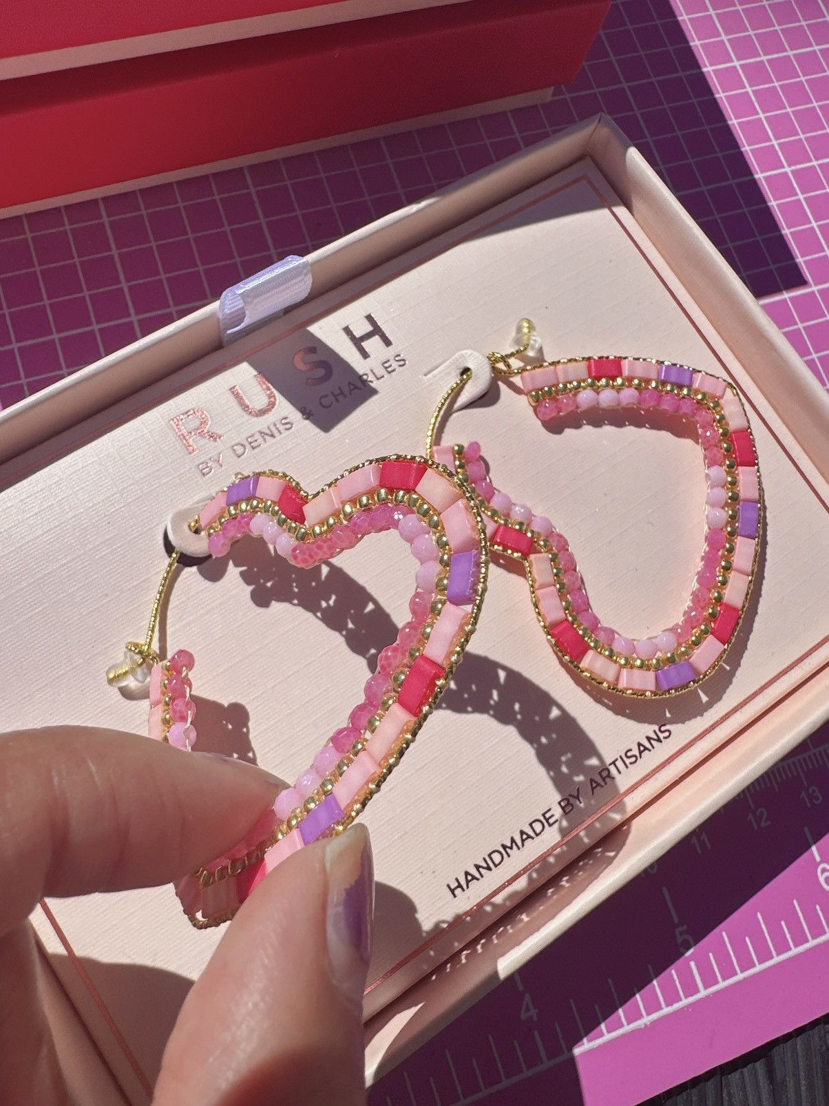Designer RUSH BY DENIS & CHARLES earrings heart shaped beaded loops Size ONE SIZE - 3 Thumbnail