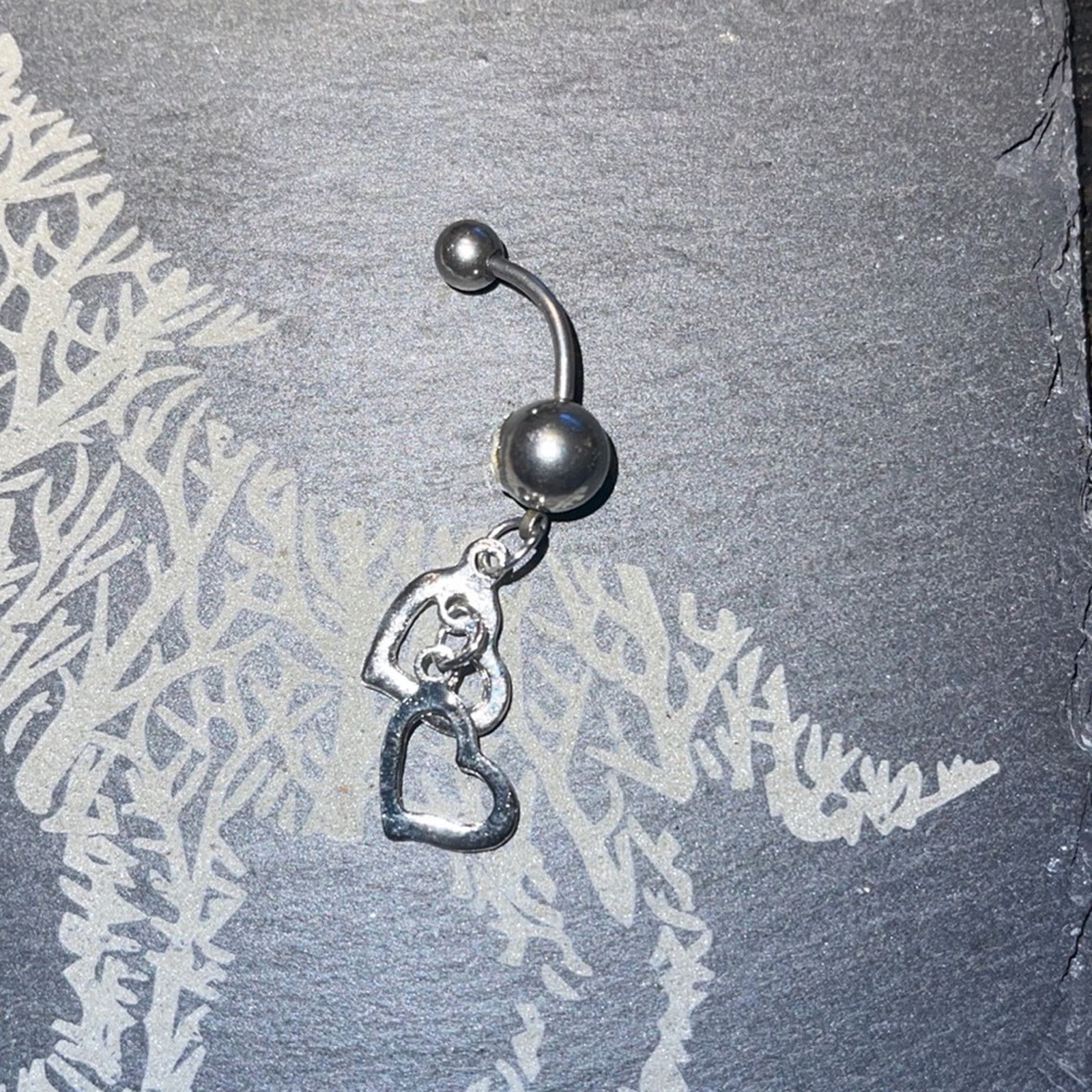 Other Stainless Steel Double Heart Belly Ring Size ONE SIZE - 2 Thumbnail