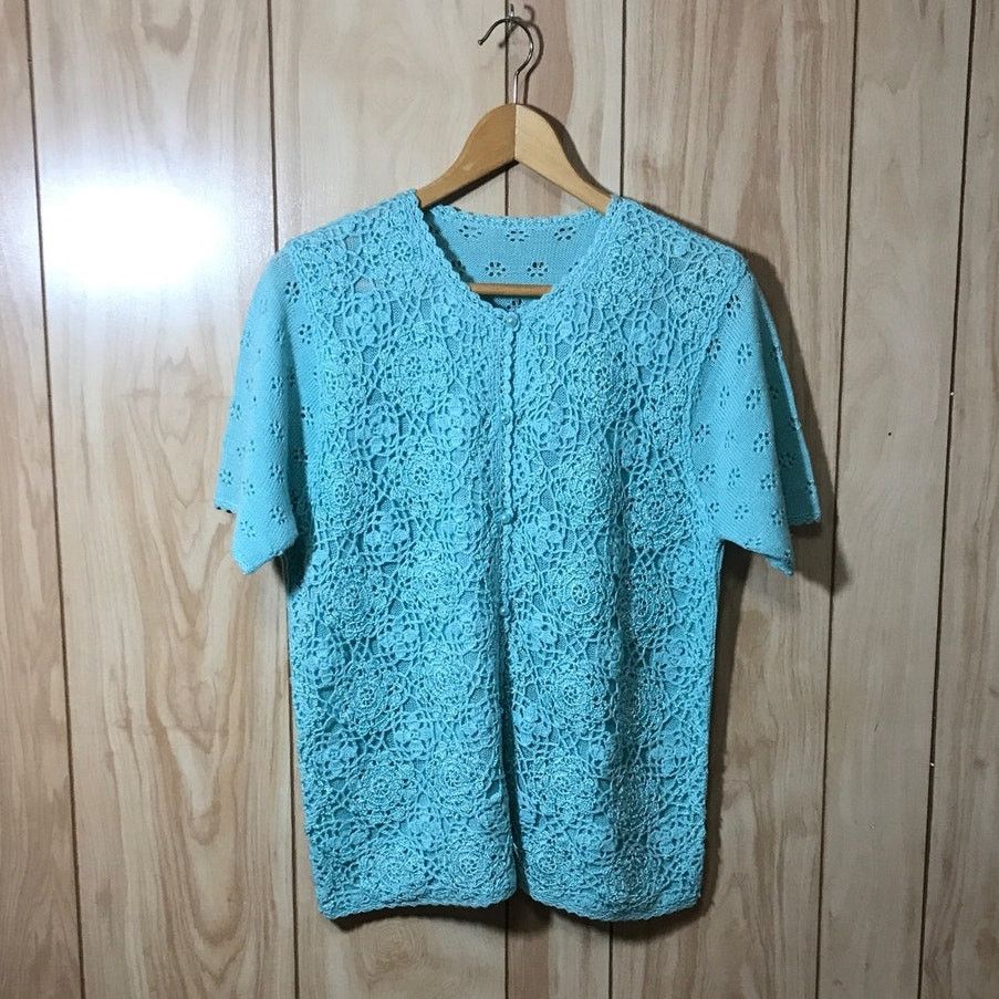 Other Jaclyn Smith Vintage Blue V-Neck Short Sleeve Sweater M Size M / US 6-8 / IT 42-44 - 1 Thumbnail
