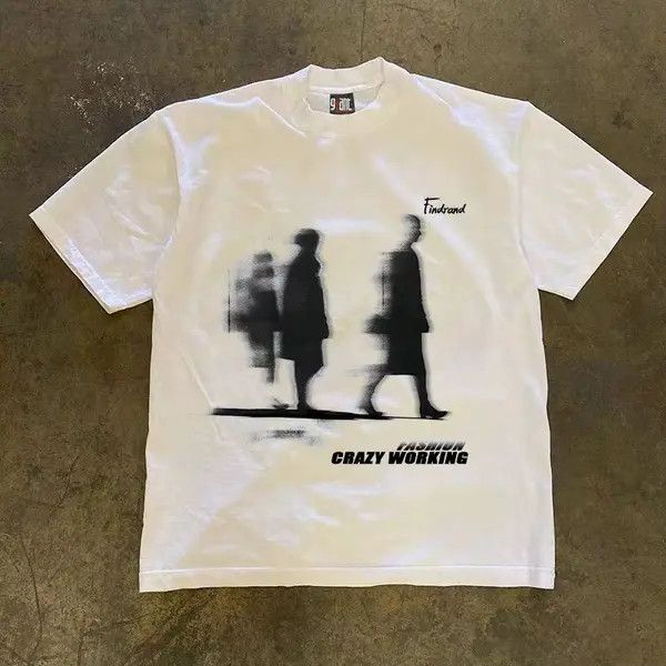 Japanese Brand Hip Hop Walking Man Shadow Print Short Sleeve T-Shirt Size US M / EU 48-50 / 2 - 7 Thumbnail