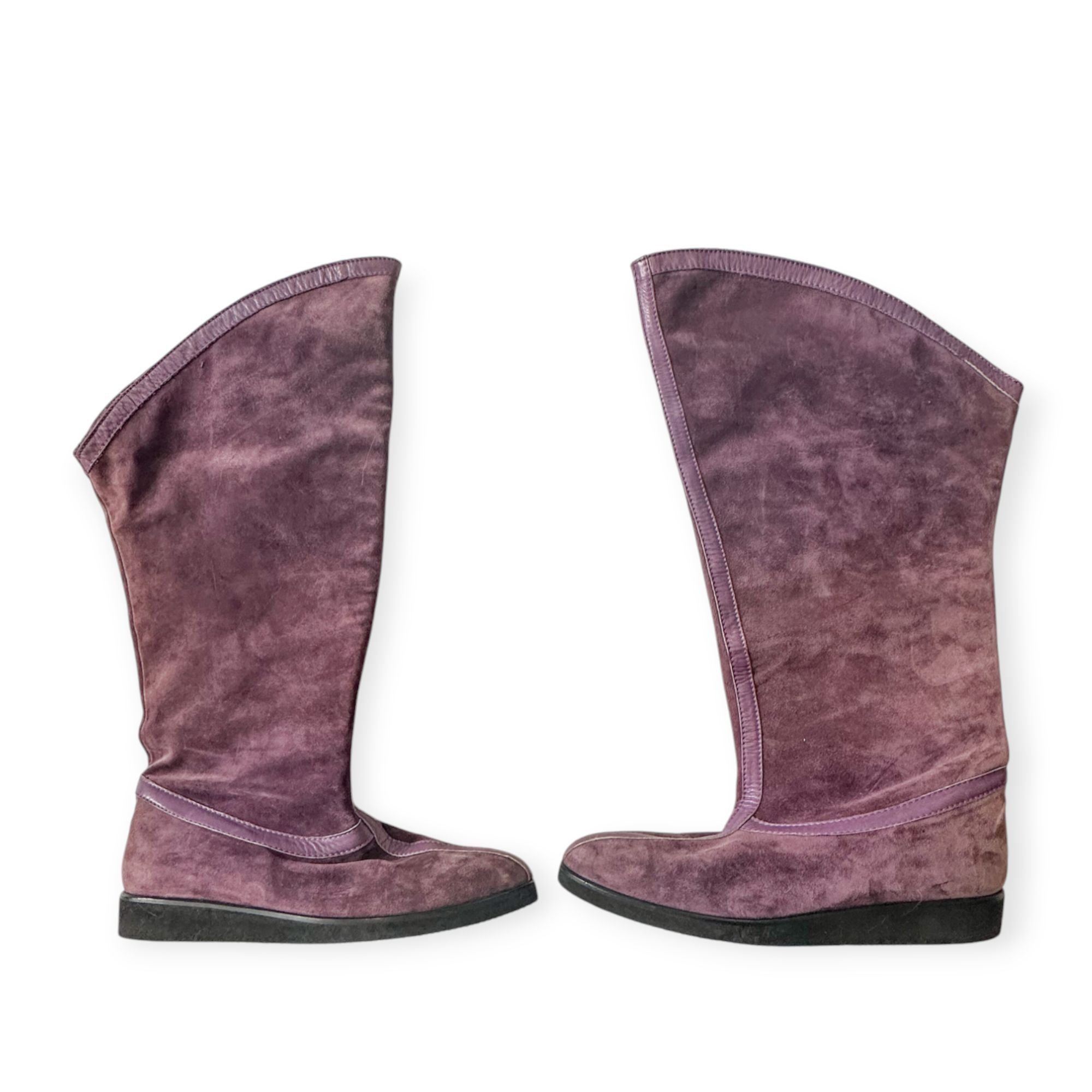 Kansai Yamamoto Vintage Rare Kansai by Giancolombo Purple Suede Boots Size US 7.5 / IT 37.5 - 3 Thumbnail