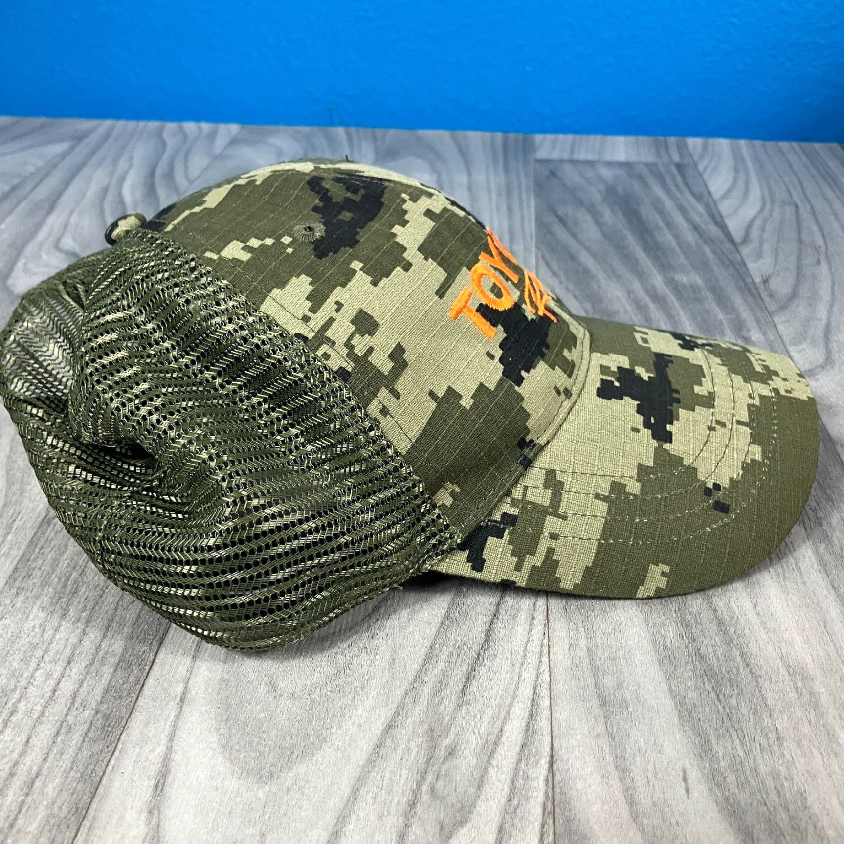 Vintage KC Brand Toyota Racing Trucker Hat Mens OSFM Green Digital Camo Cotton Snapback Size ONE SIZE - 2 Thumbnail