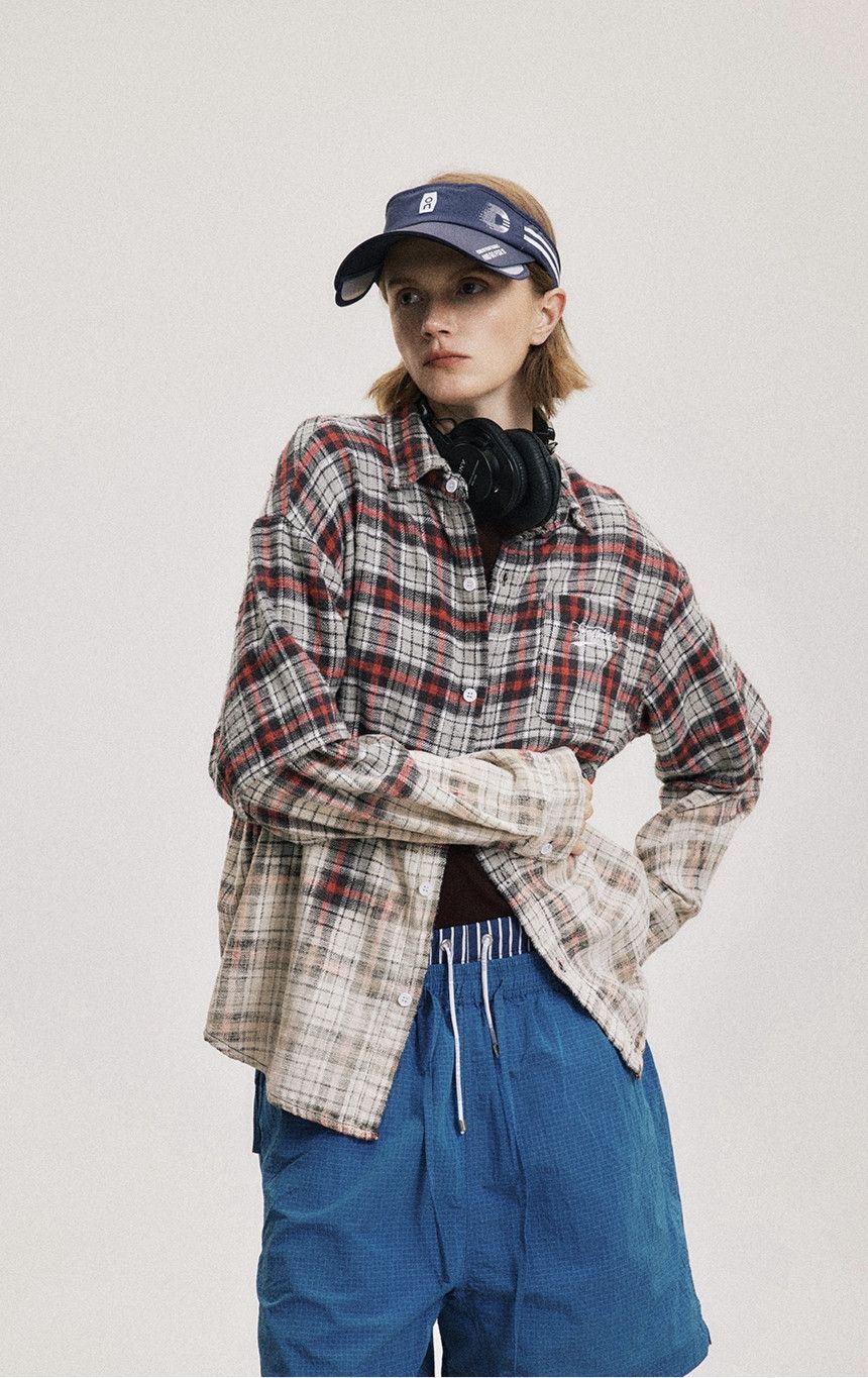 Japanese Brand × Vintage Gradient Dyed Plaid Long Sleeve Size US XL / EU 56 / 4 - 4 Thumbnail