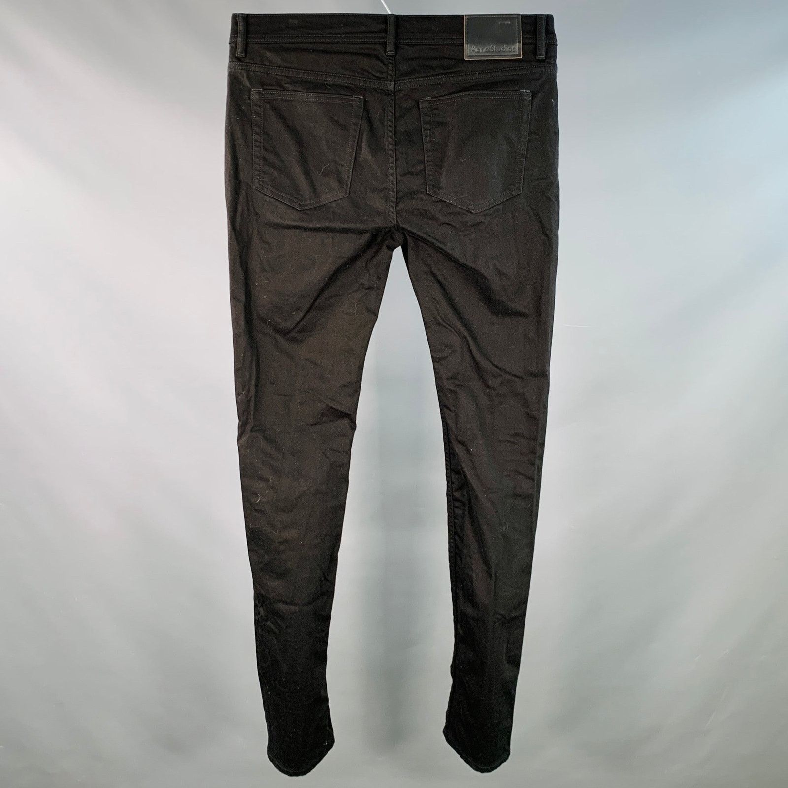 Acne Studios ACNE STUDIOS 35 Black Denim Straight Slim Five Pockets Jeans Size US 35 - 2 Thumbnail
