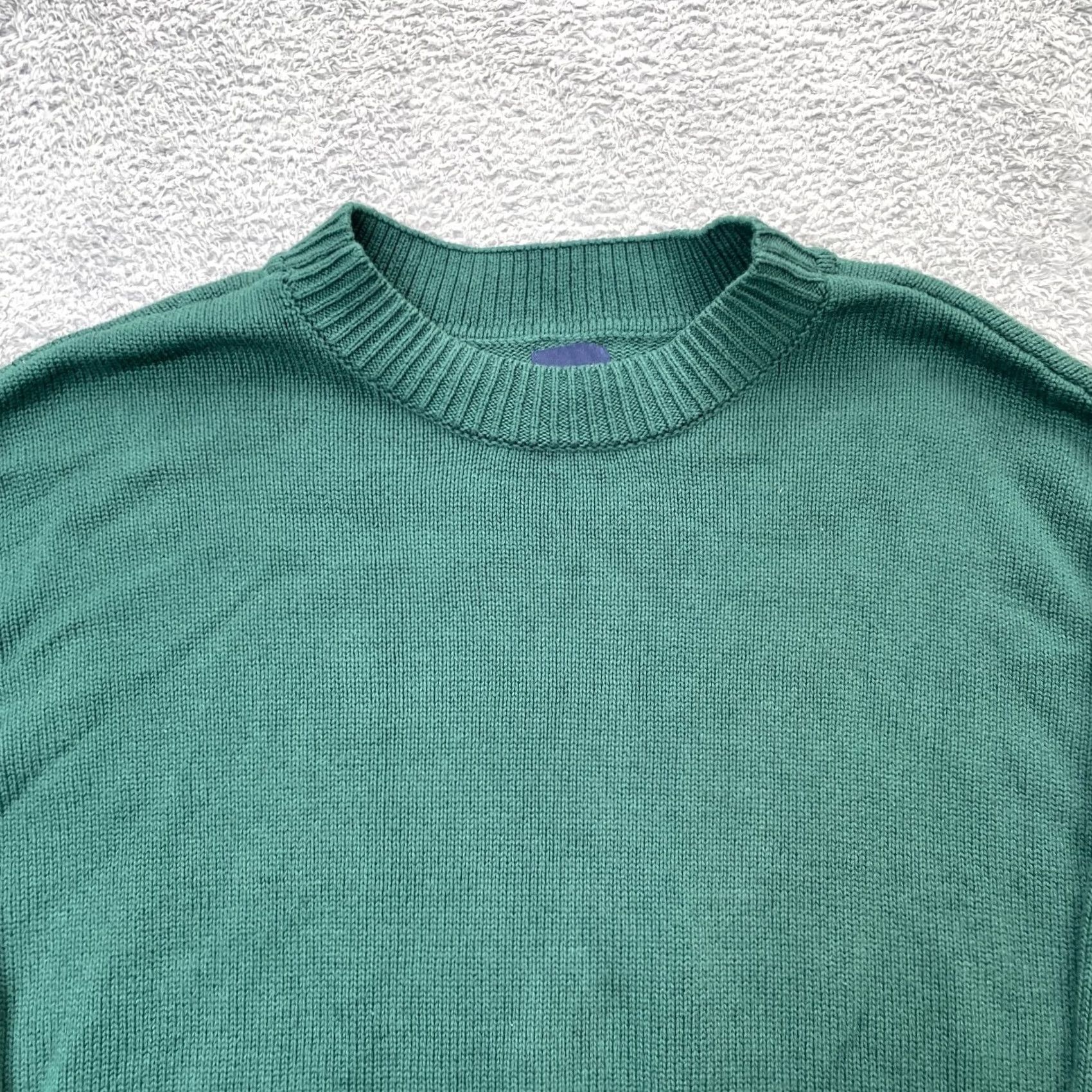 Gap Gap Sweater Women Large Green Oversized Cotton Tight Knit Logo Ribbed Side Slit Size L / US 10 / IT 46 - 6 Thumbnail