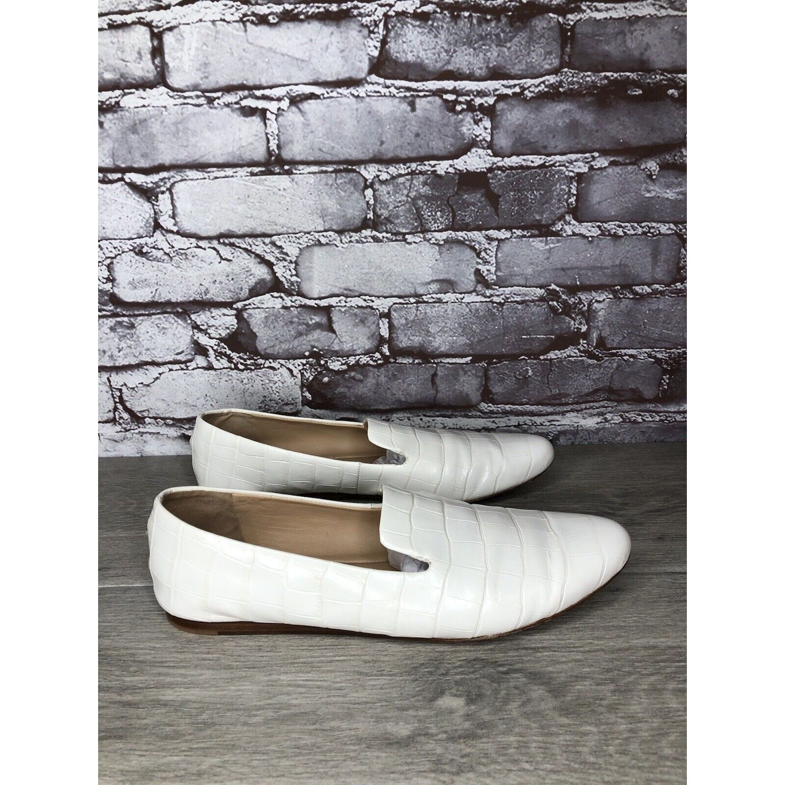 Veronica Beard Veronica Beard Griffin White Leather Croc Embossed Loafer Fl Size US 9.5 / IT 39.5 - 18 Thumbnail
