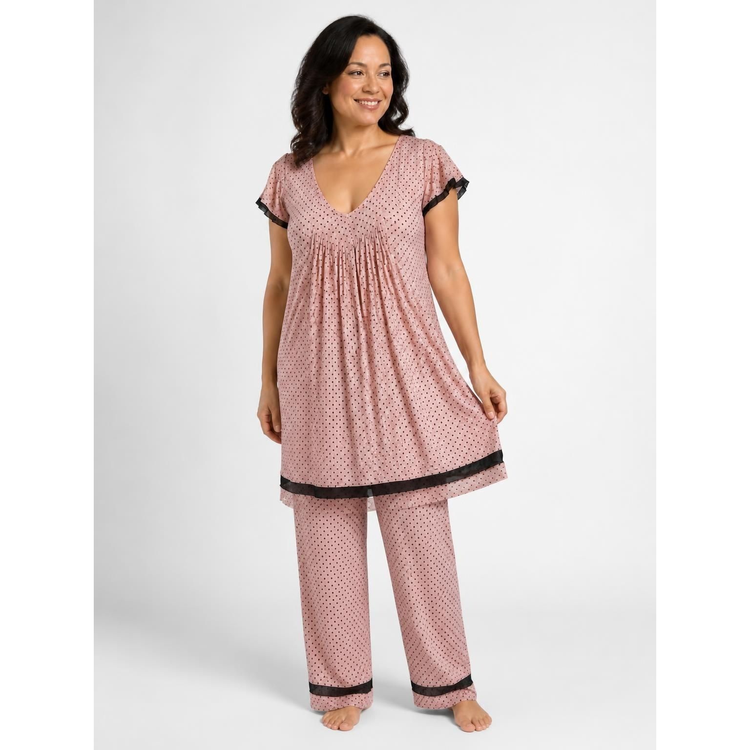 Ellen Tracy Ellen Tracy Essentials Nightgown Womens 1X Pink Print Short ...
