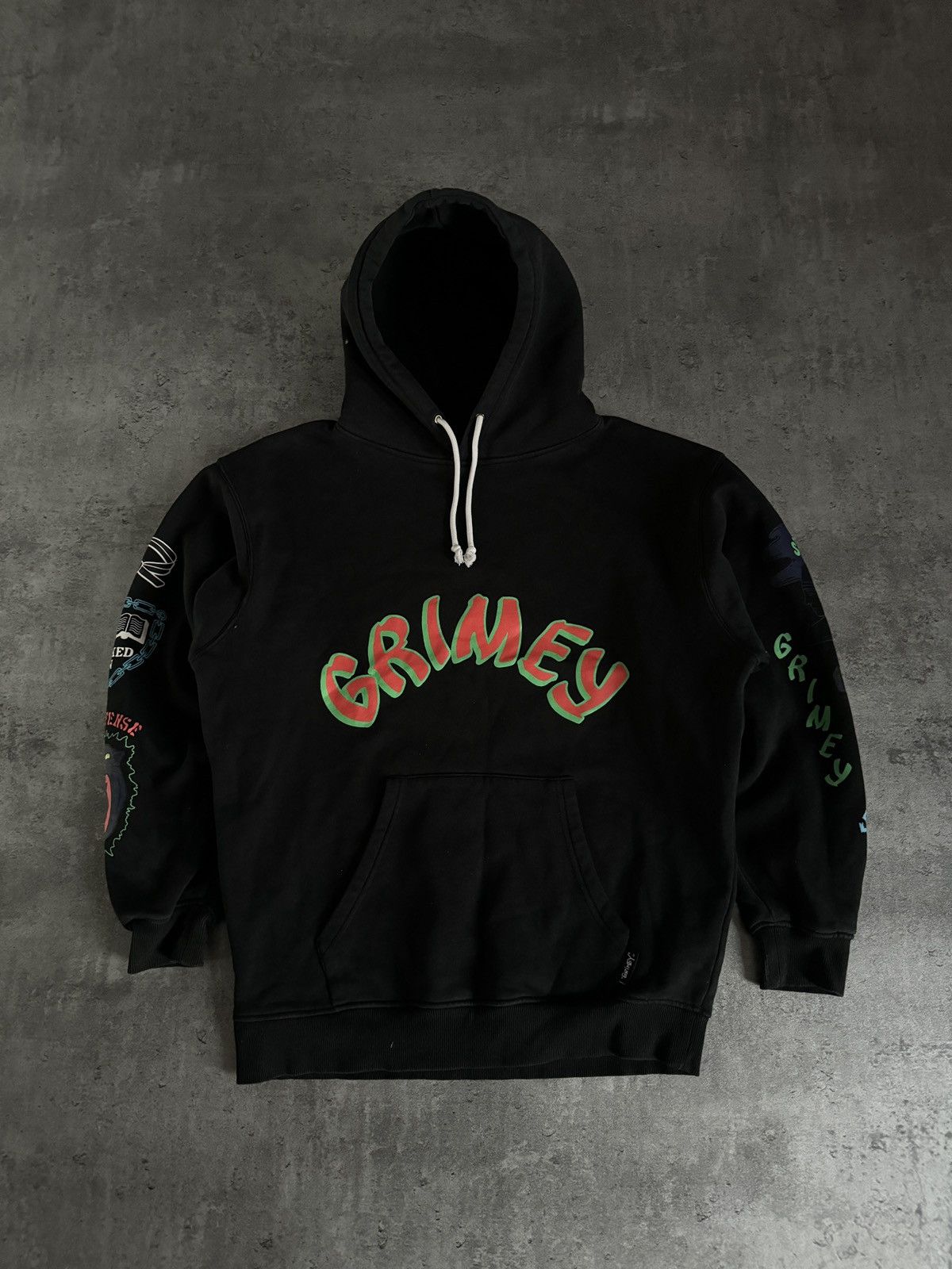 Japanese Brand Grimey Hoodie black y2k print logo boxy rap skate Size US XS / EU 42 / 0 - 4 Thumbnail