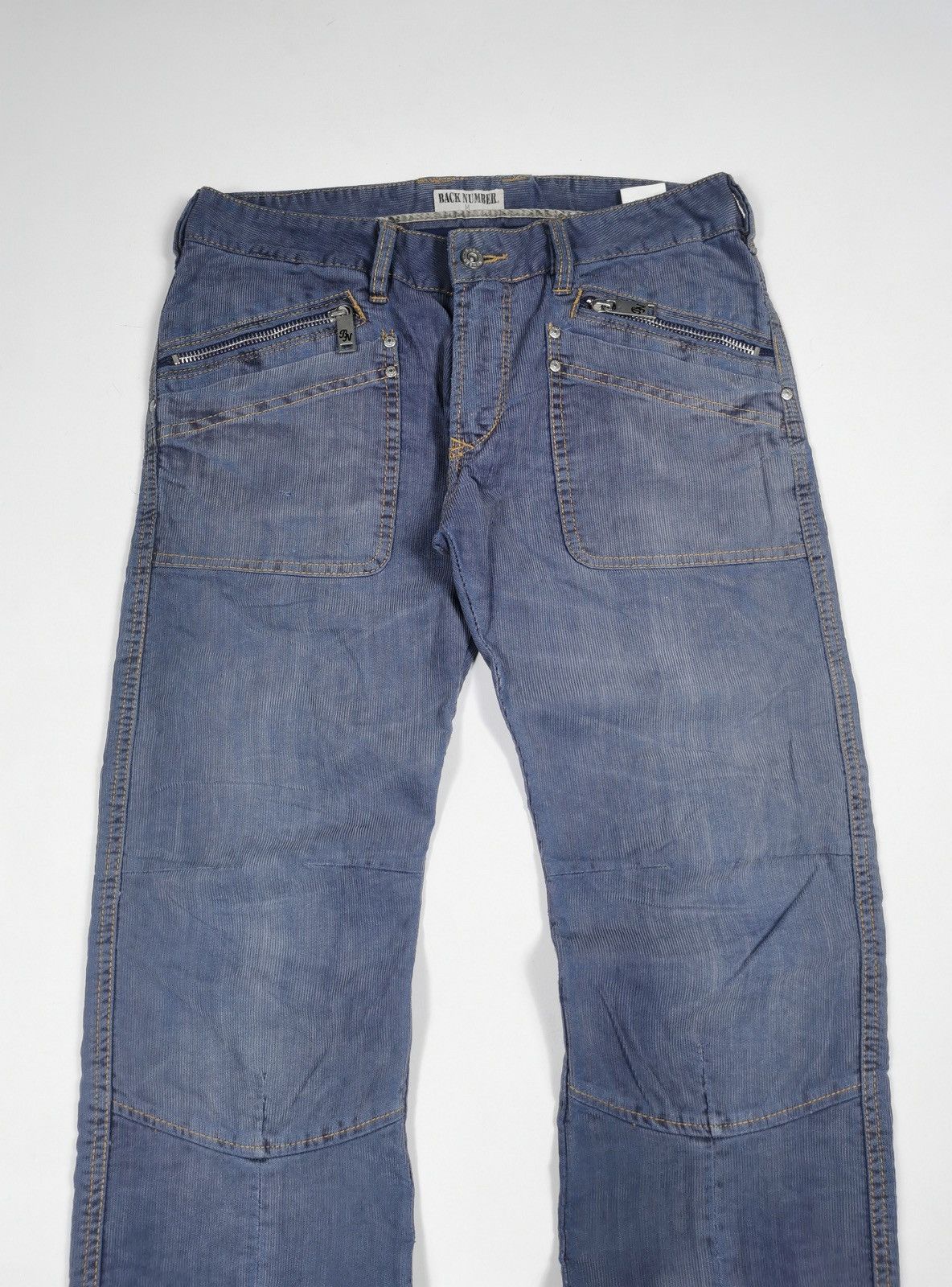 Japanese Brand Corduroy Back Number Japan Zipper Patch Pocket Jeans Size US 30 / EU 46 - 2 Thumbnail