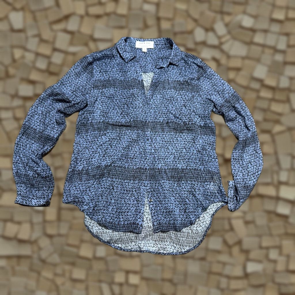 CLOT Cloth & Stone Blouse Women's Size Small Blue Long Sleeve Button Up Shirt Size S / US 4 / IT 40 - 1 Thumbnail