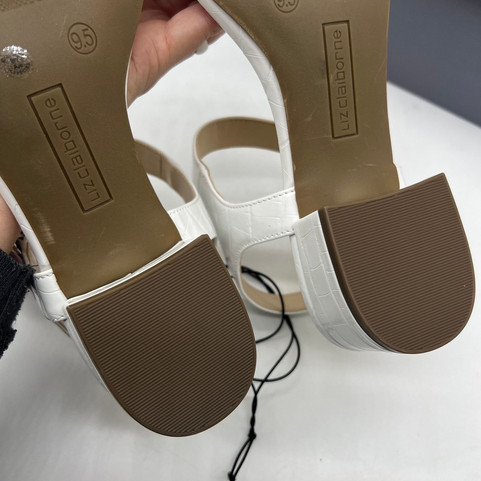 Other Liz Claiborne Womens Renny Sandals Heel White Croc Size 9.5M Size US 9.5 / IT 39.5 - 12 Thumbnail