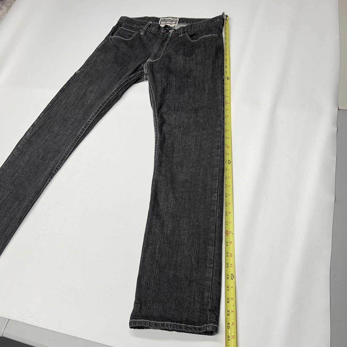 Levi's Levis Slim Straight Jeans Black Green Stitch Pockets Denim Size US 33 - 19 Thumbnail