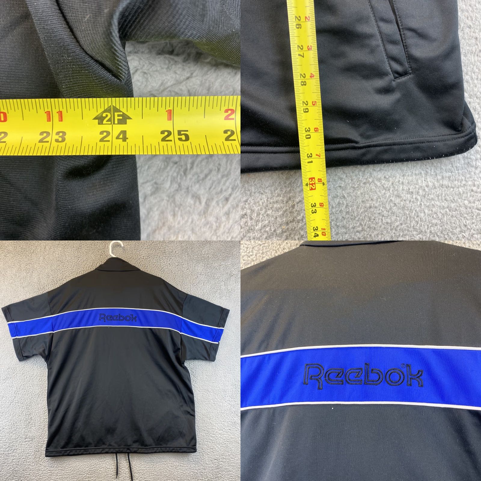 Reebok VINTAGE Reebok Track Jacket Mens L Navy Black 90s Full Zip Woven Vector Full Zip Regular 42-50 Men Size US 33 - 8 Thumbnail