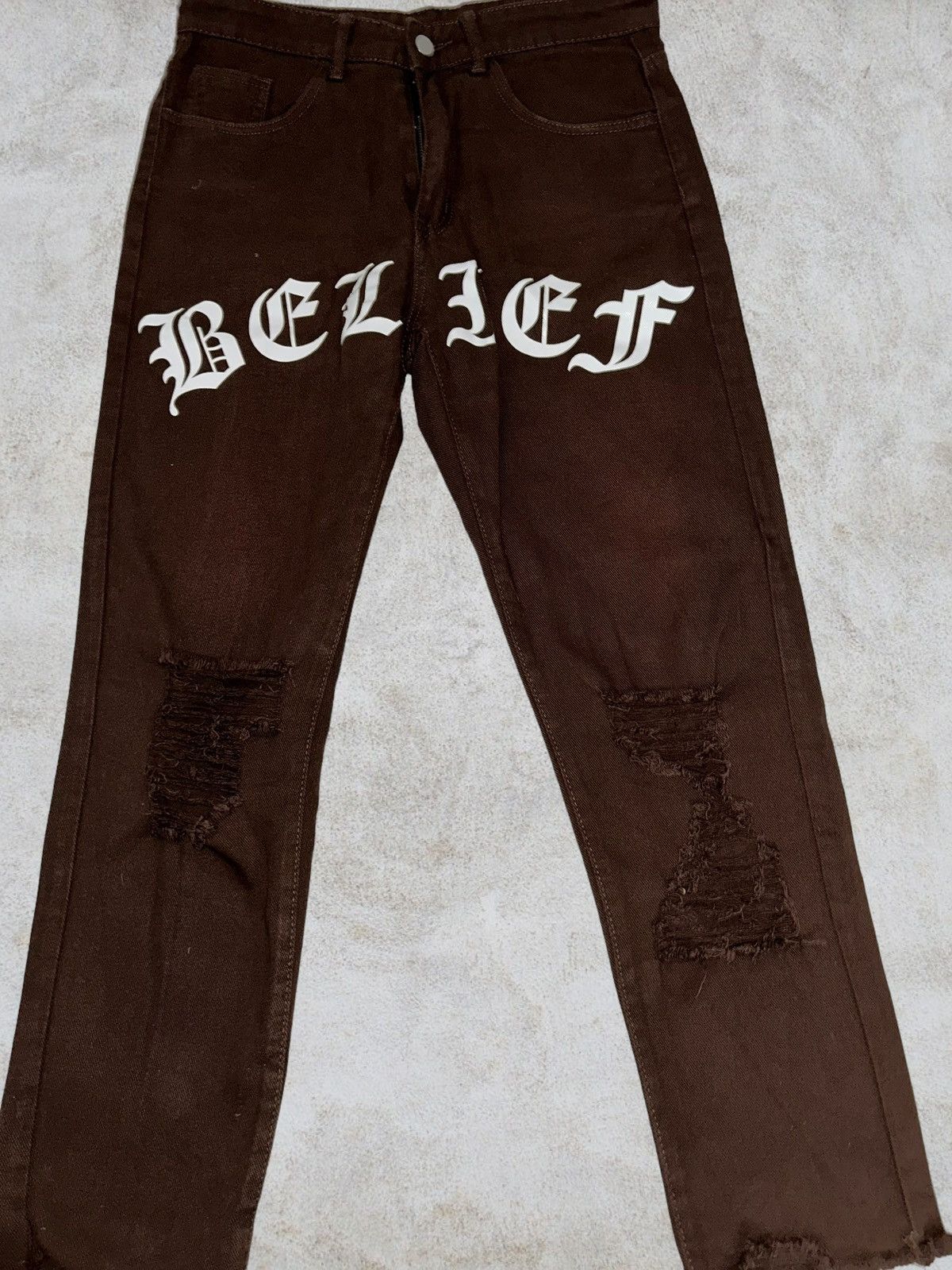 Shein Shein Ripped Jeans with Belief imprint Size US 30 / EU 46 - 1 Thumbnail