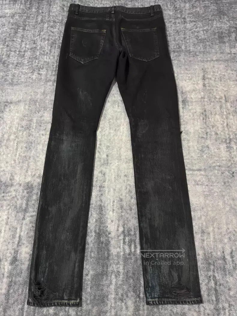 Saint Laurent Paris Saint Laurent Paris Black Mud Oil Stain Ripped Big Destroy Size US 29 - 2 Thumbnail