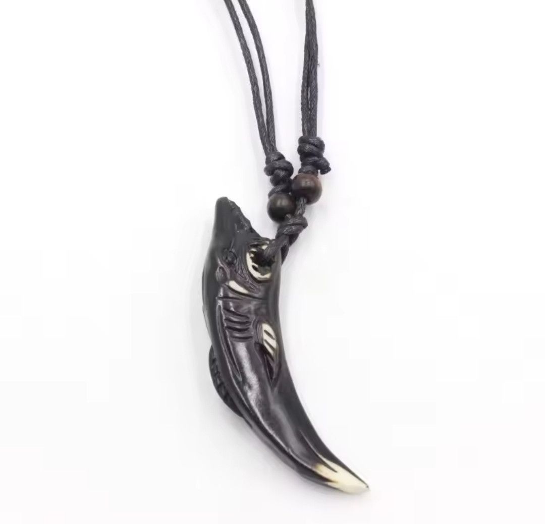 Japanese Brand × Vintage Shark Tooth Design Pendant Bead Necklace Size ONE SIZE - 1 Thumbnail