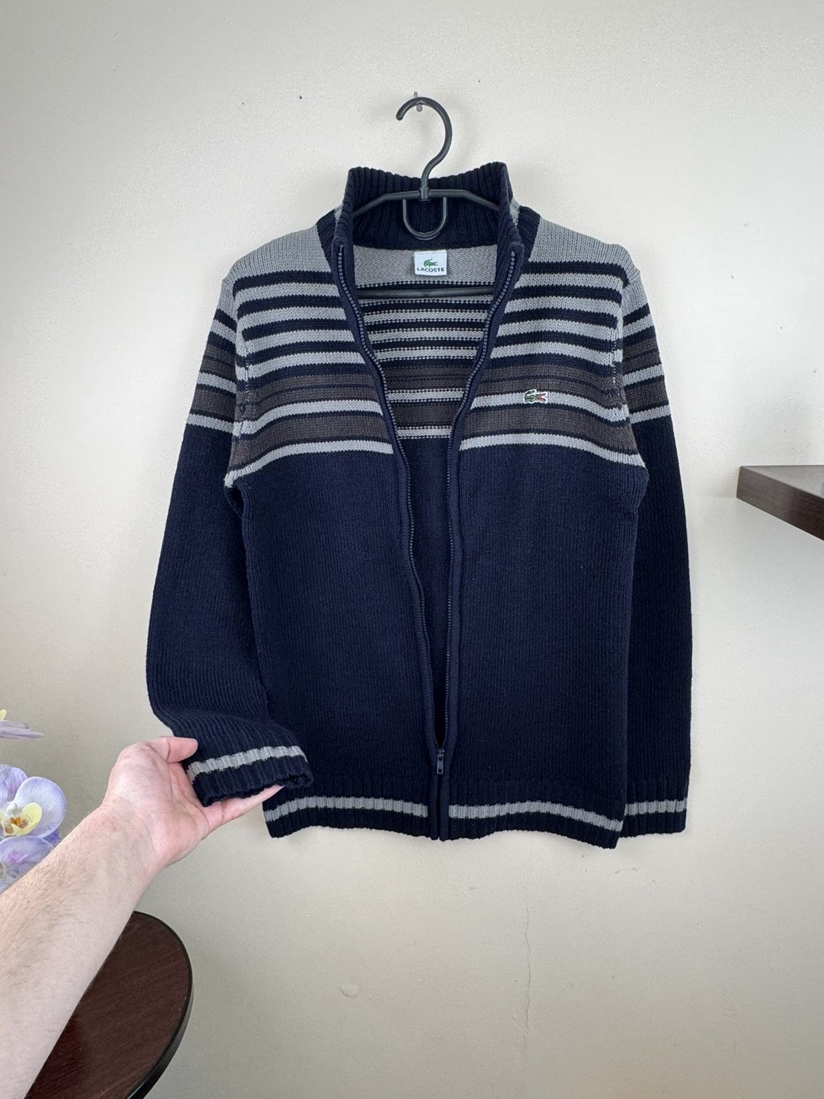 Lacoste Vintage Lacoste Knitwear Sweater S Striped Blu Gray Casual Size US S / EU 44-46 / 1 - 2 Thumbnail