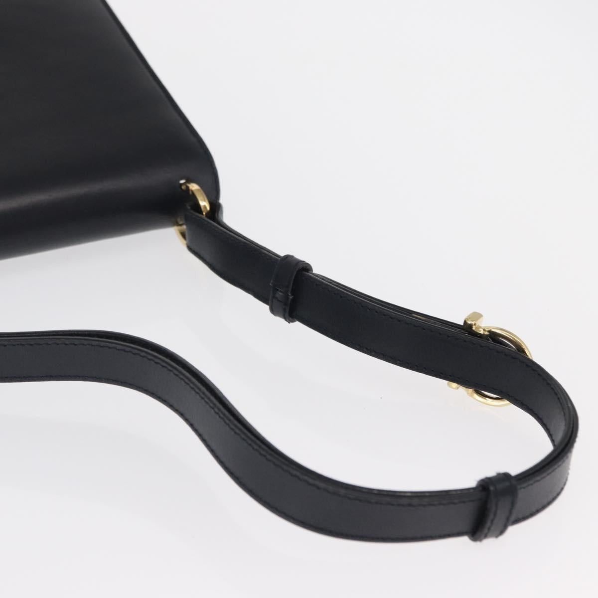 Salvatore Ferragamo Gancini Shoulder Bag Leather Navy Gold A