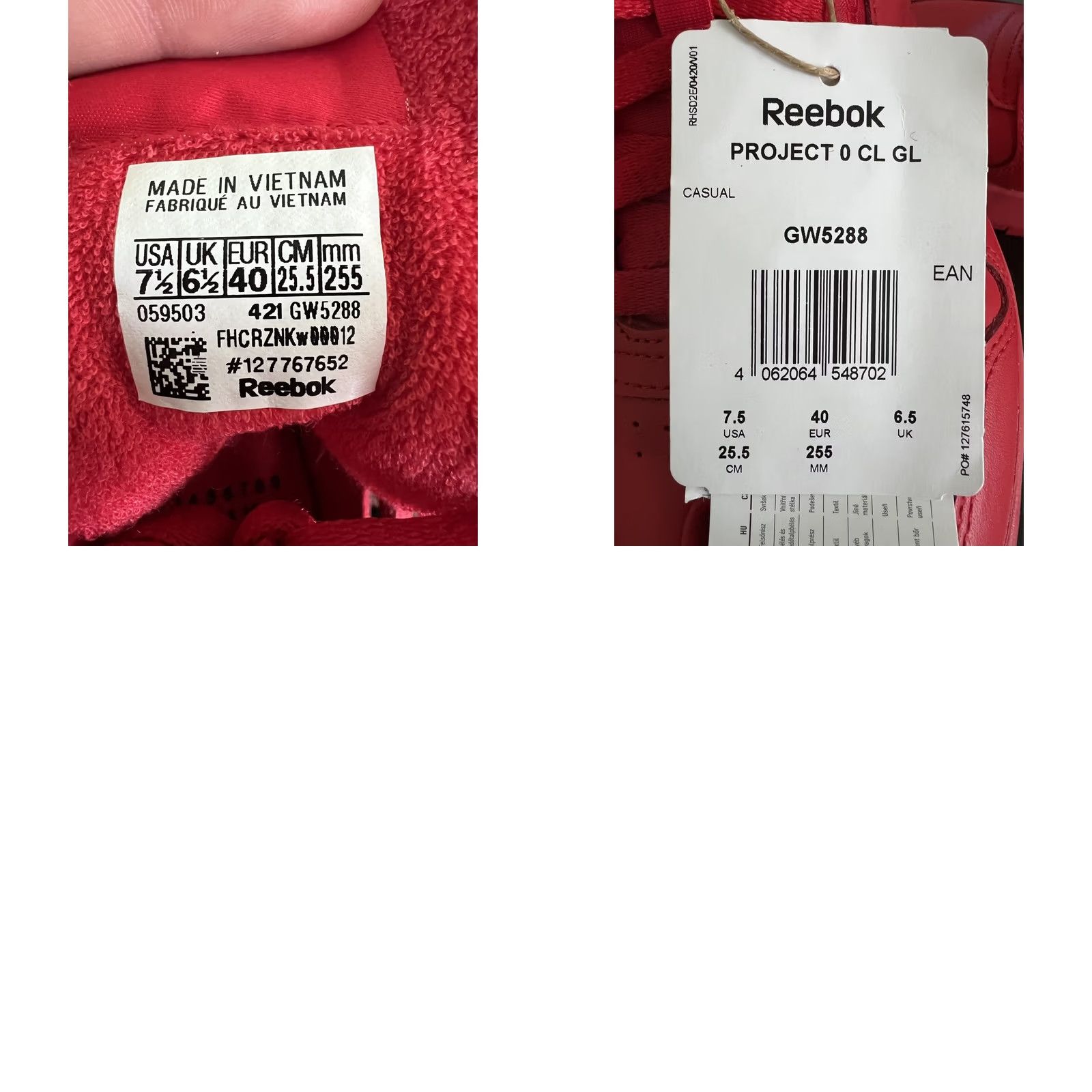 Maison Margiela MAISON MARGIELA x REEBOK CLASSIC SNEAKERS TABI RED SIZE US 7.5 UK 6.5 EU 40 MEN Sneaker Size US 7 / EU 40 - 8 Thumbnail